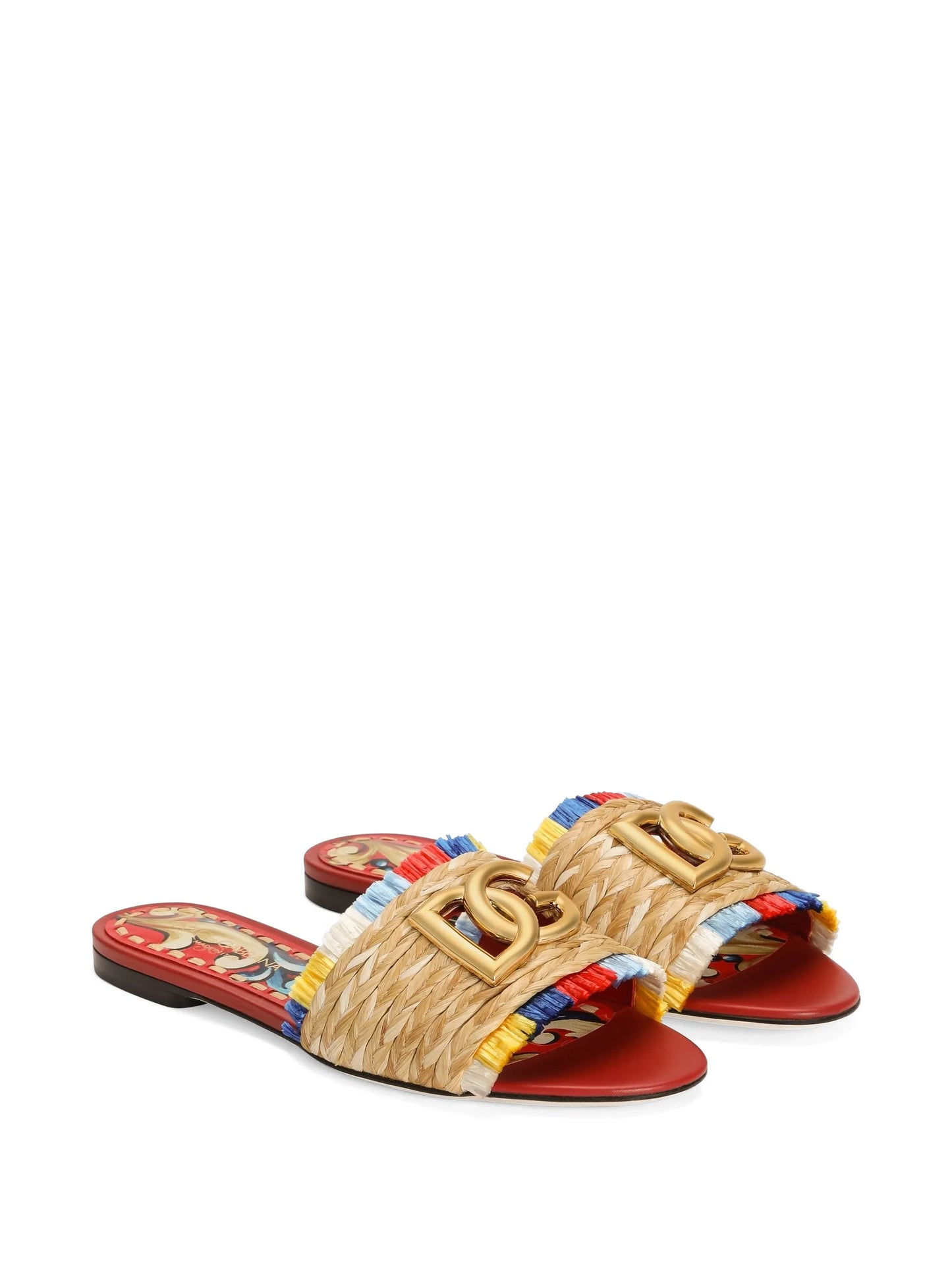 raffia flat slides