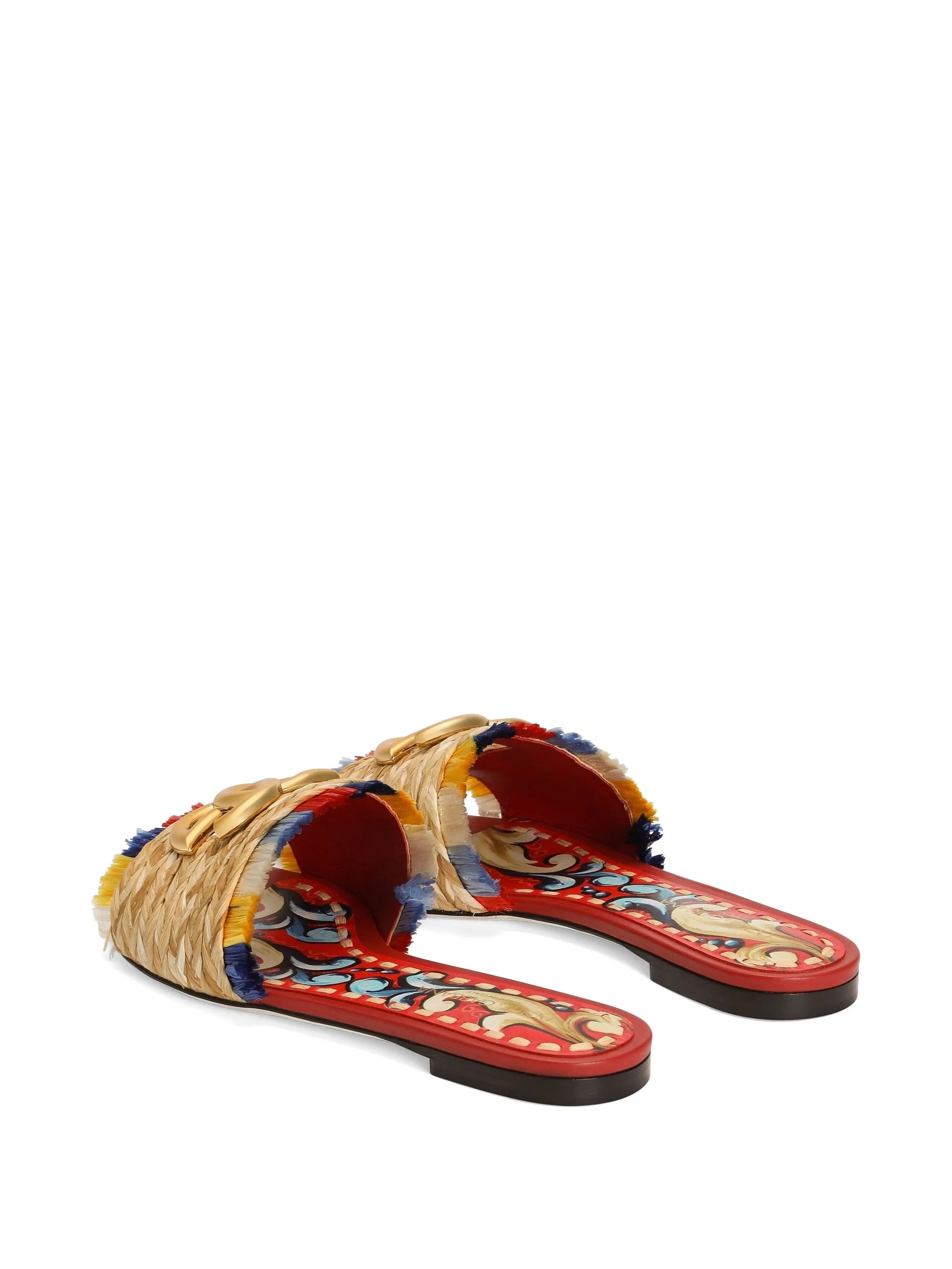 raffia flat slides