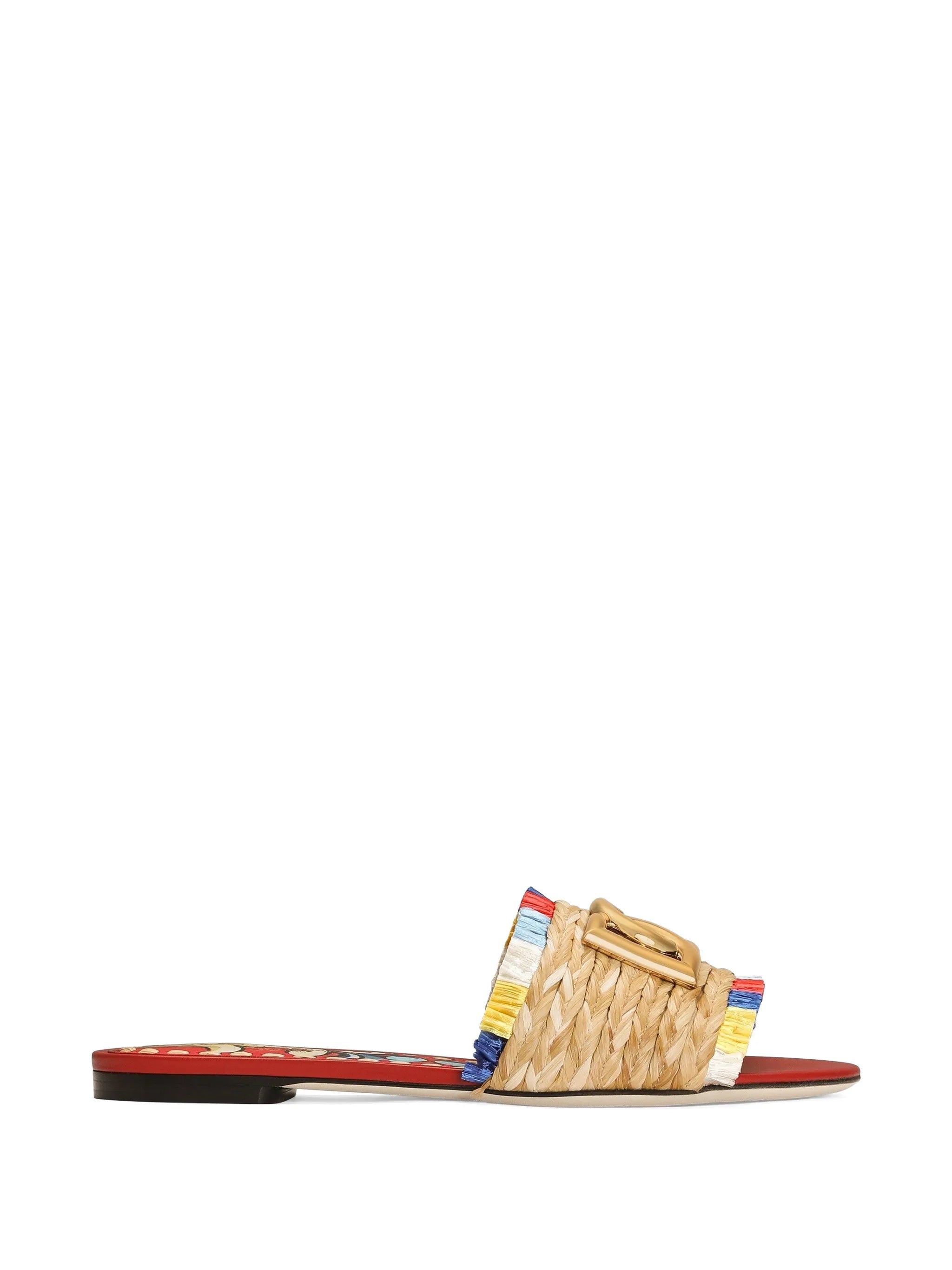 raffia flat slides