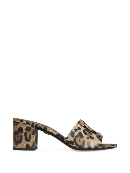 leo-print calfskin mules