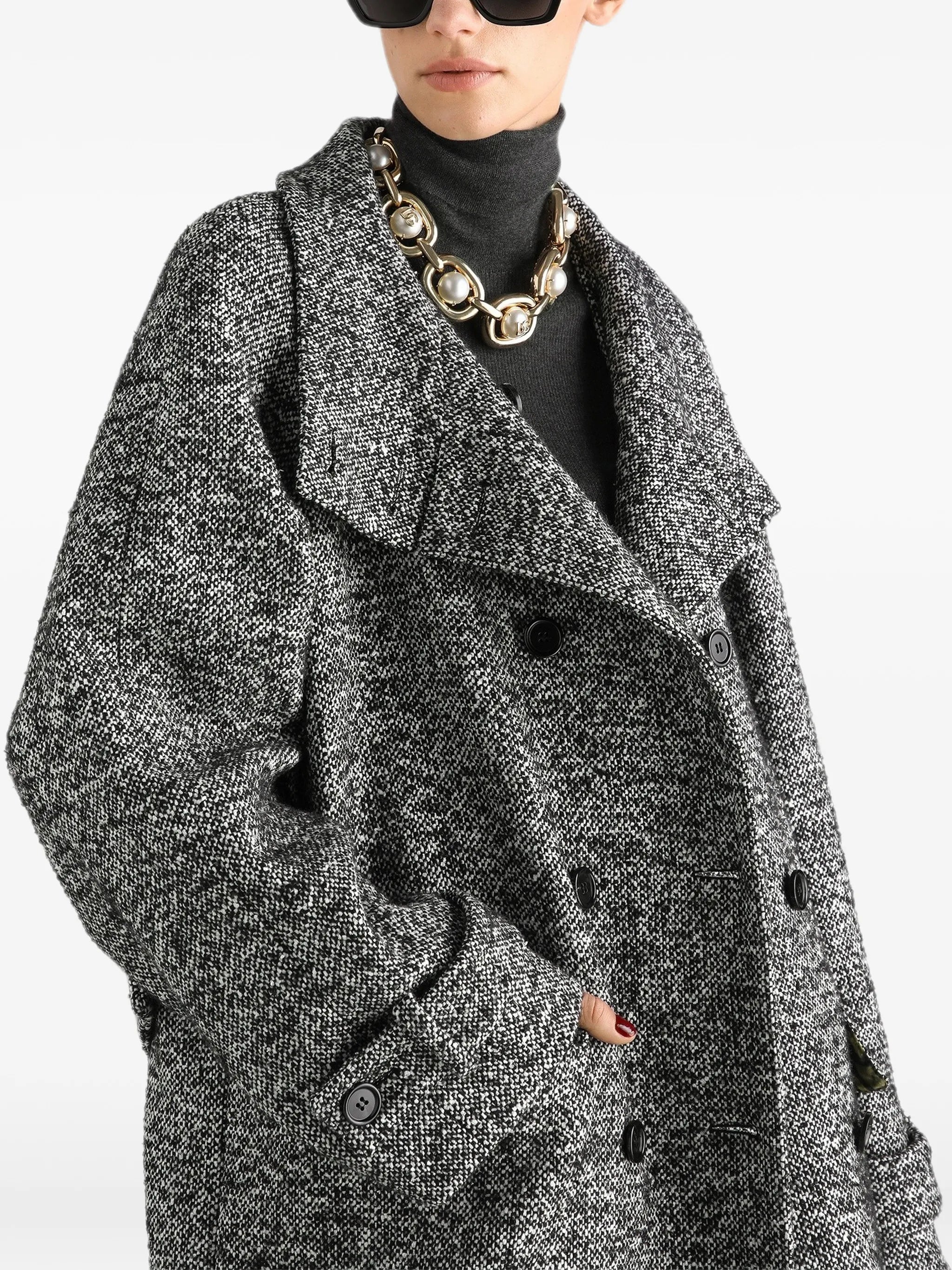 double-breasted wool-blend coat