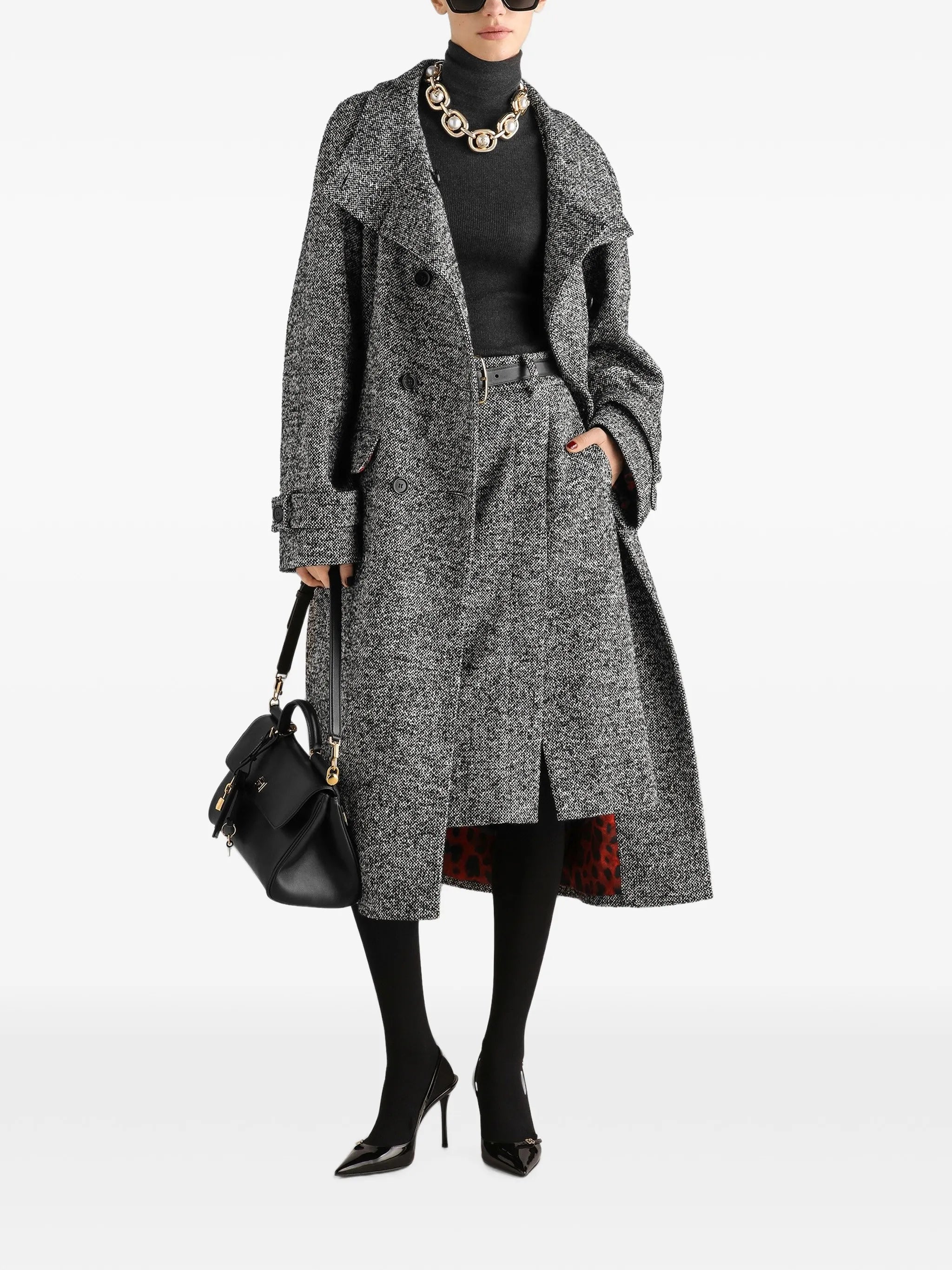 double-breasted wool-blend coat