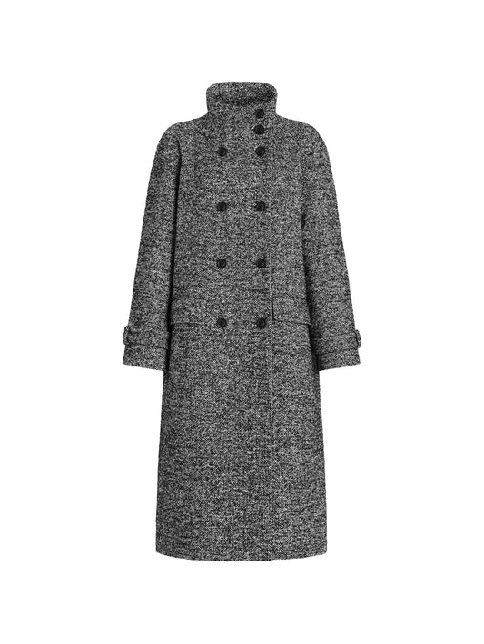 double-breasted bouclé-knit coat
