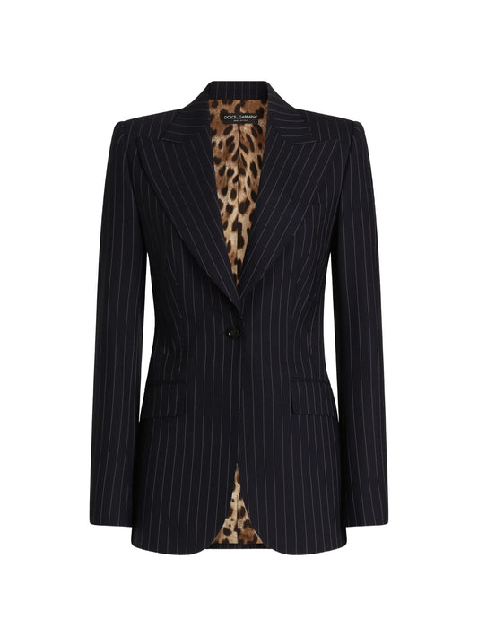 Turlington single-breasted jacket in pinstripe wool