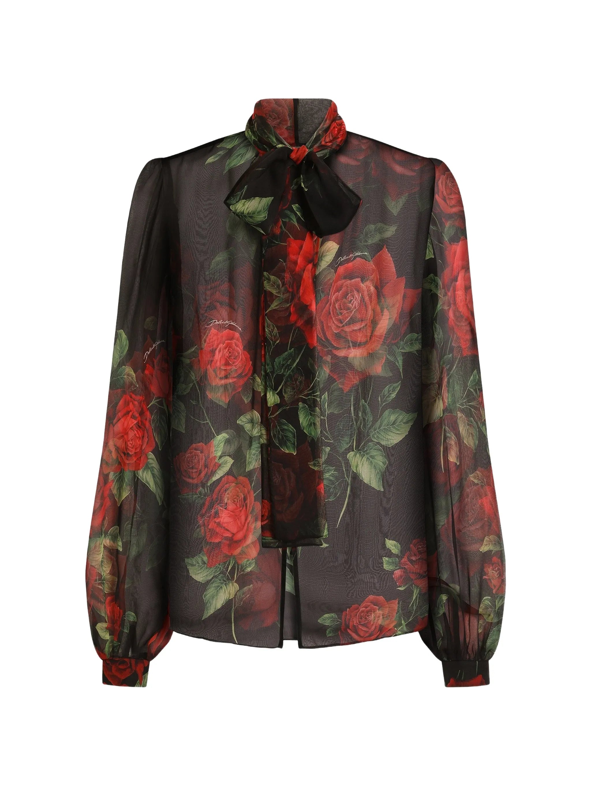 rose-print chiffon blouse