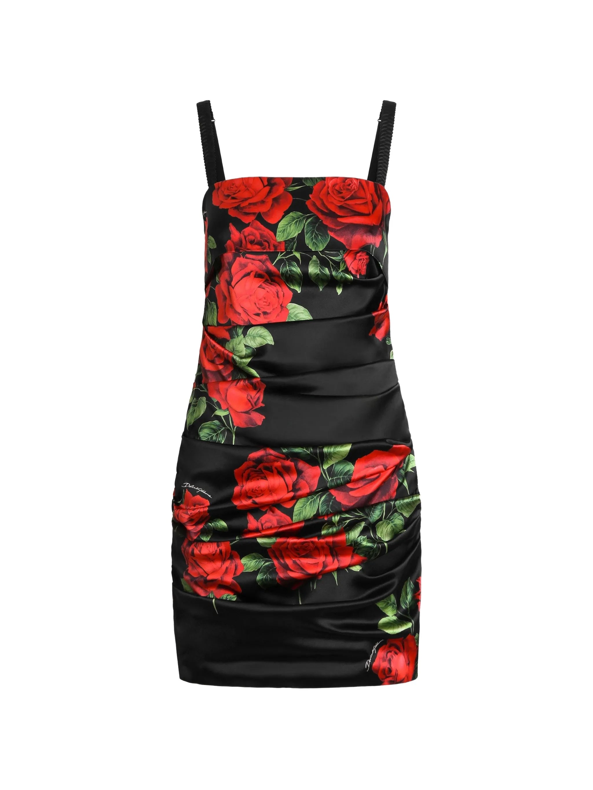 rose-print satin mini dress