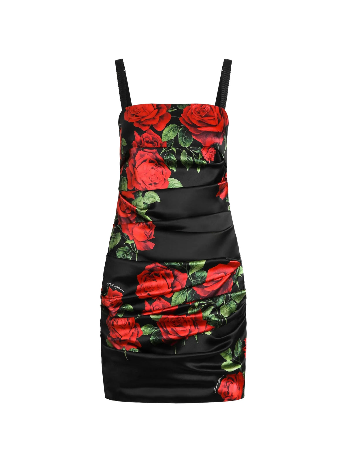 rose-print satin dress