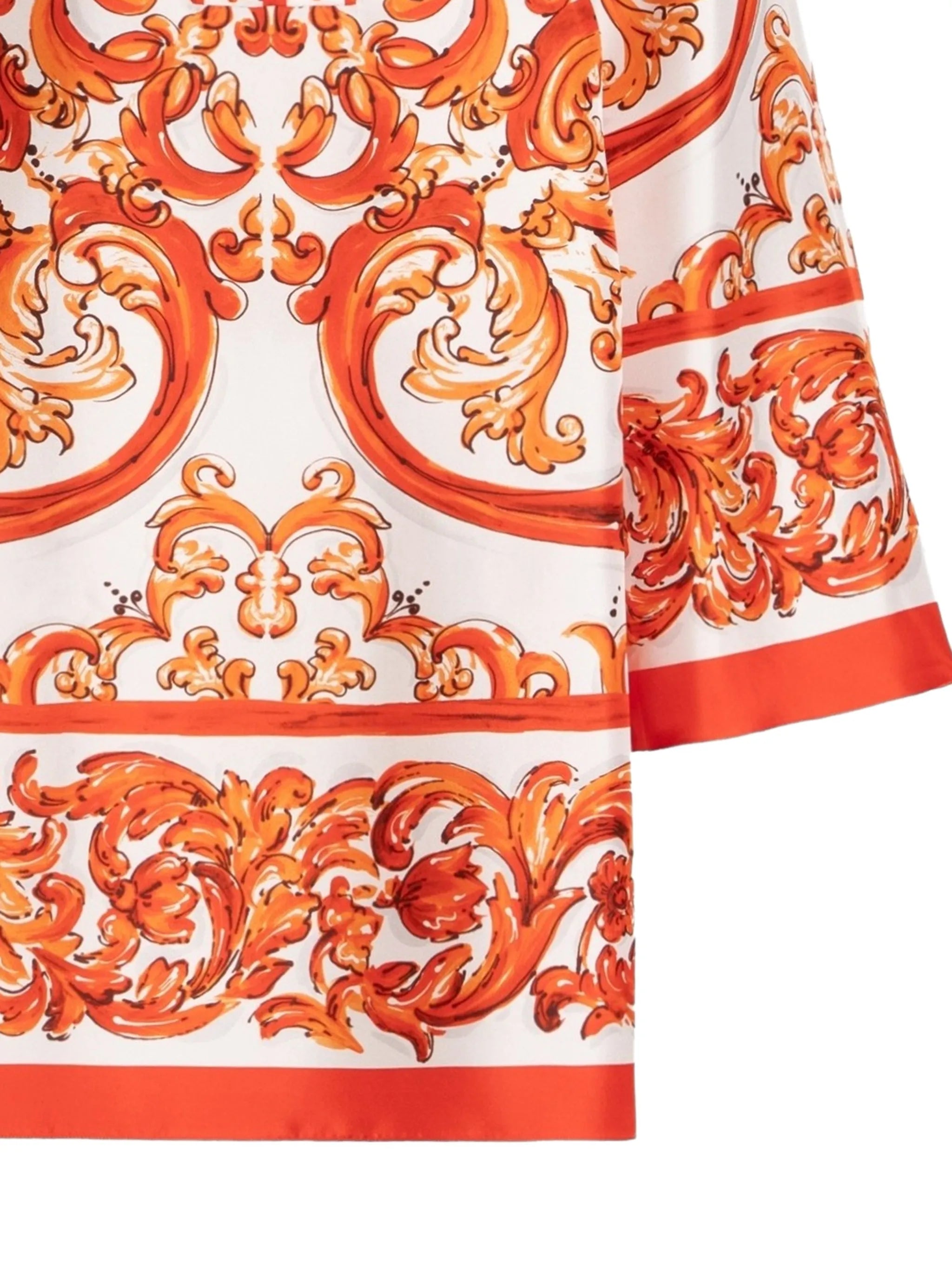 baroque-print silk-satin tunic midi dress