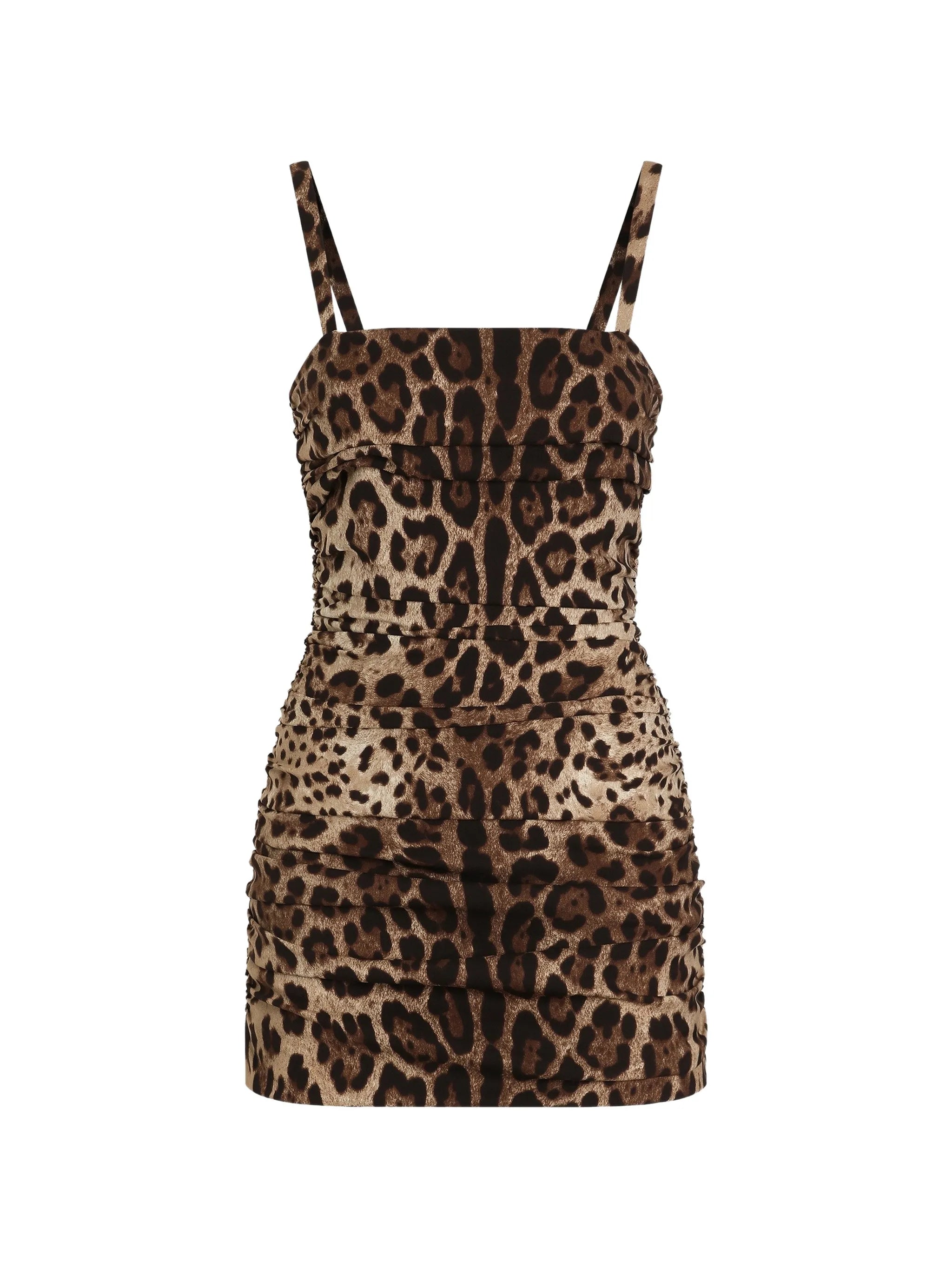 leo-print charmeuse dress