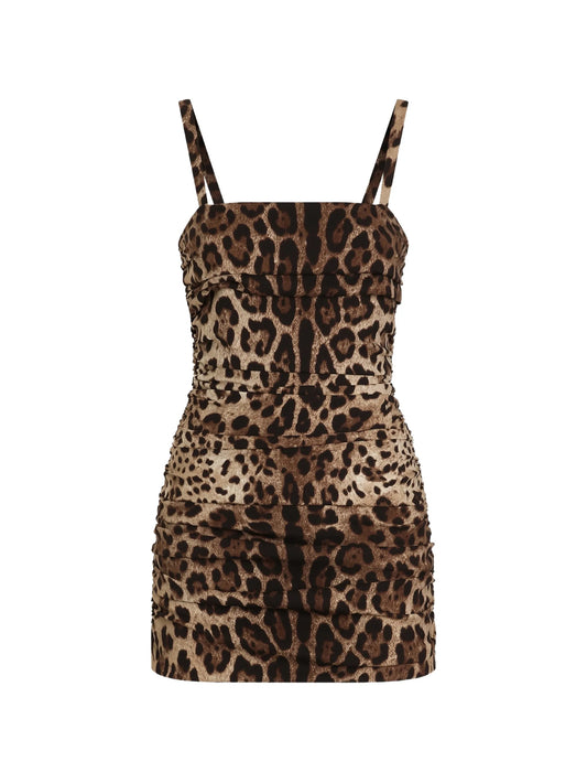 leo-print charmeuse dress