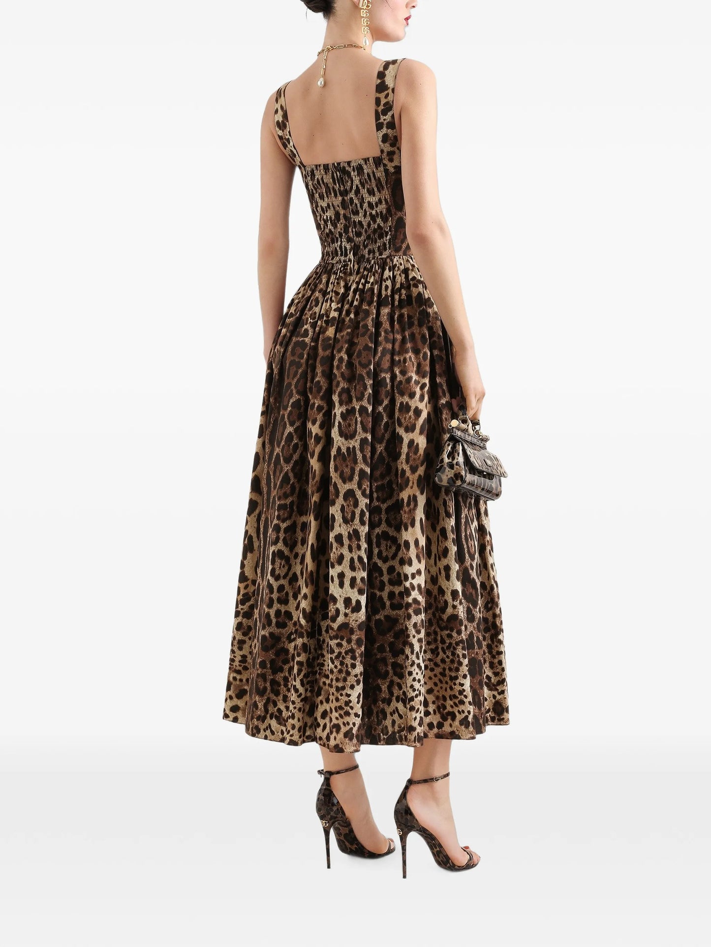 leo-print poplin dress