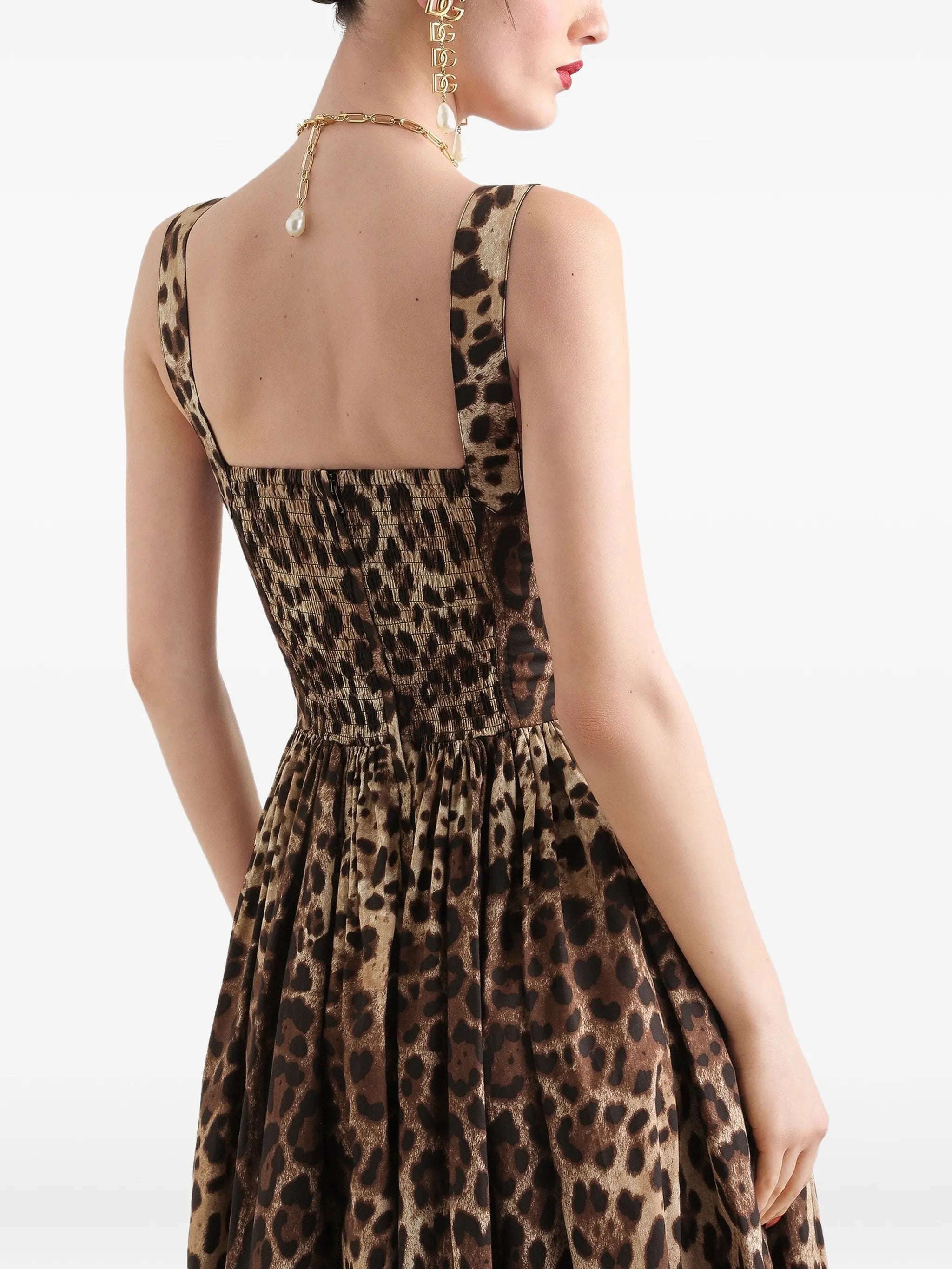 leo-print poplin dress