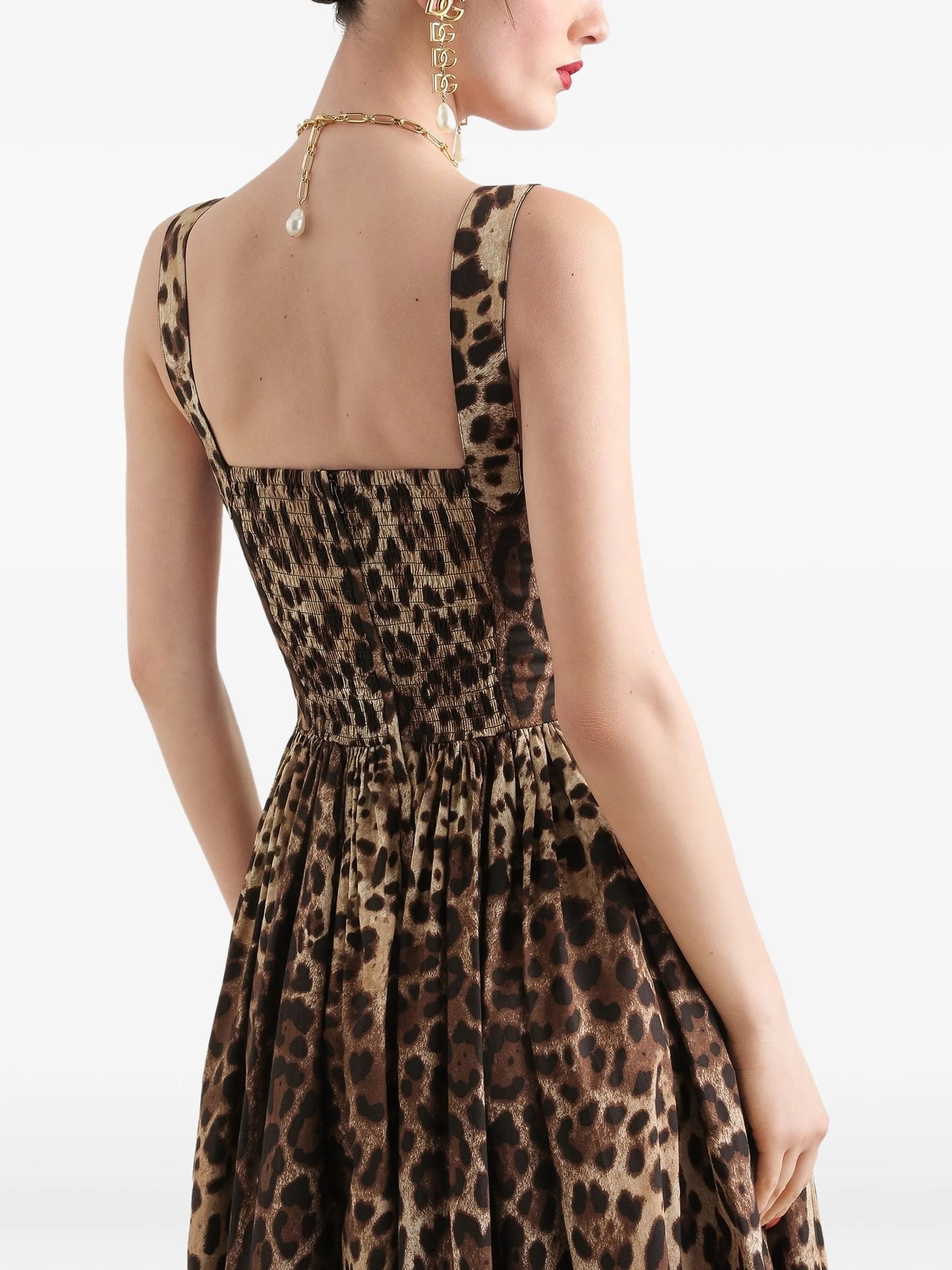 leo-print poplin dress