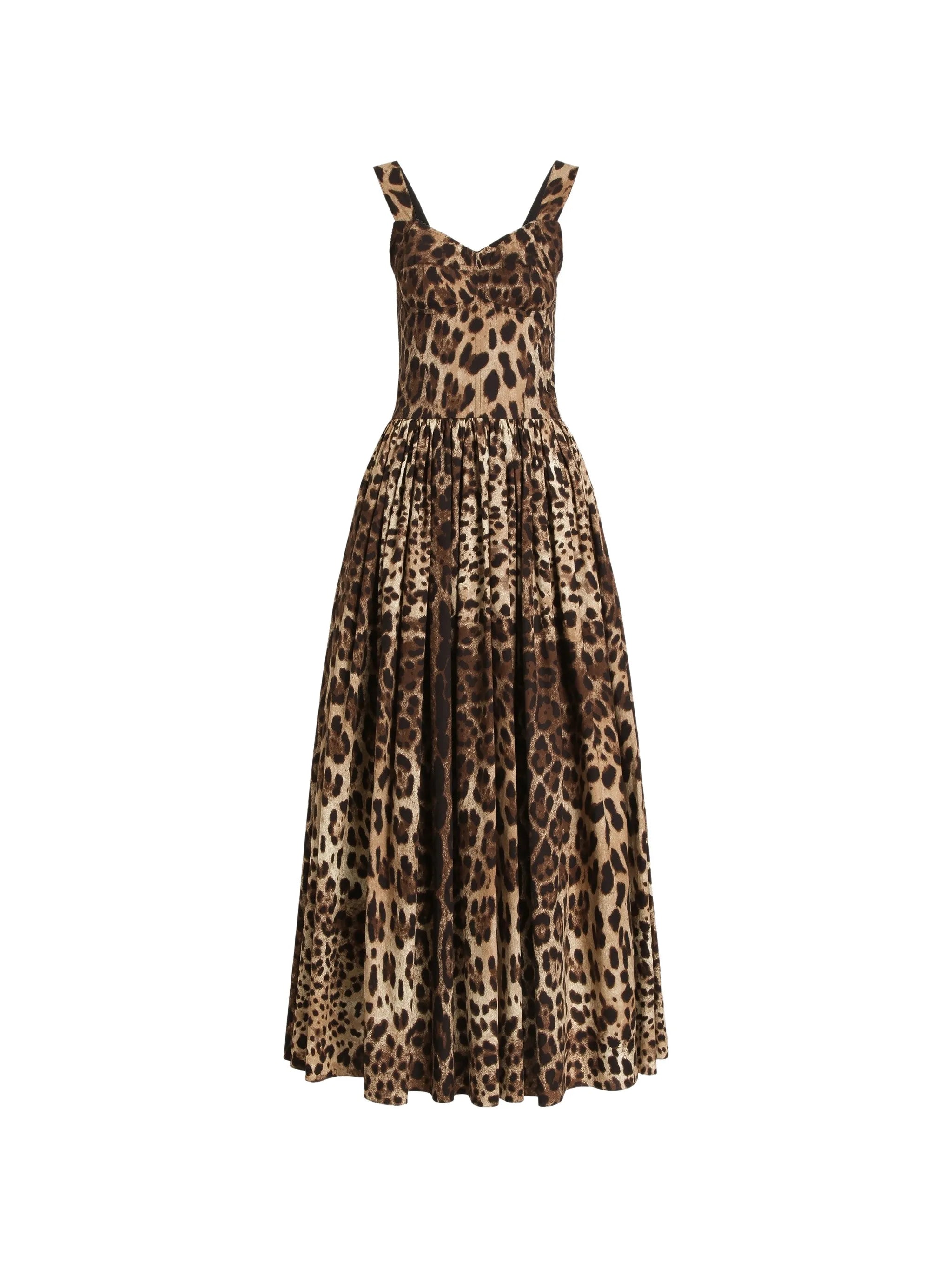 leo-print poplin dress