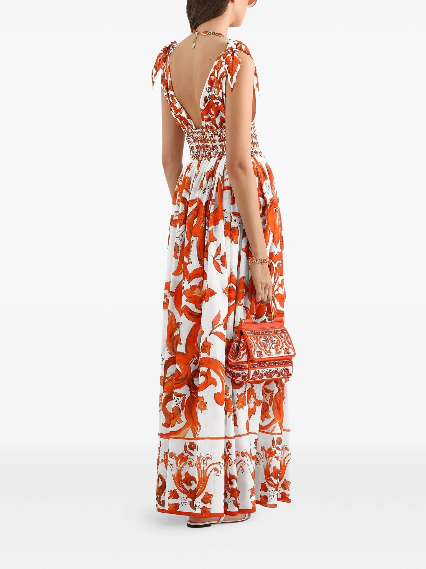 majolica-print long dress