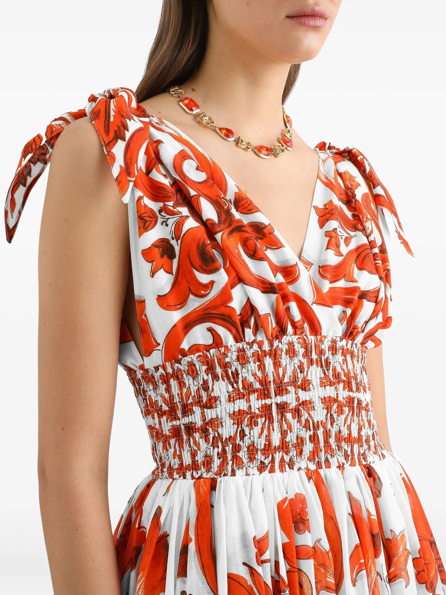 majolica-print long dress