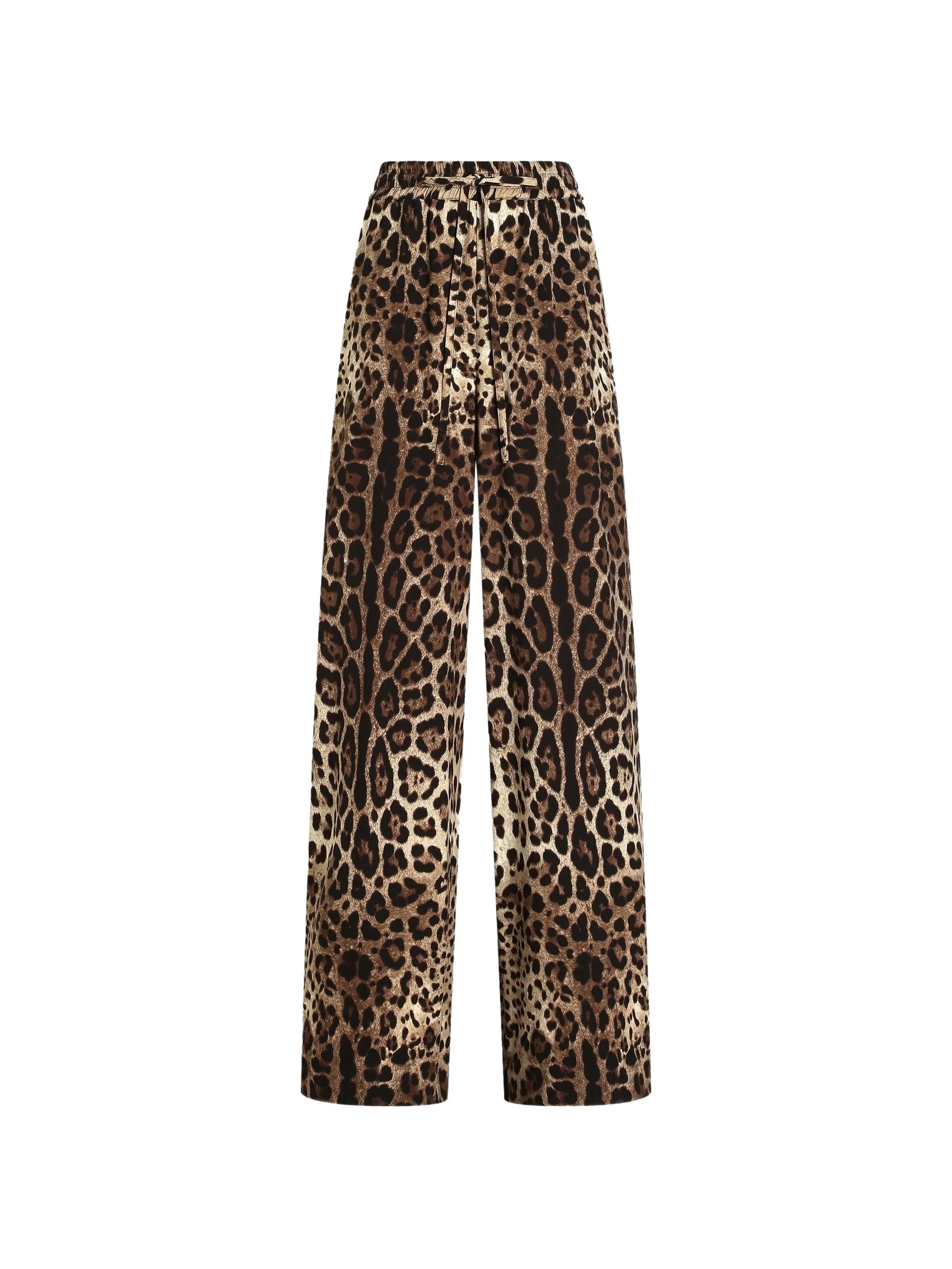 leo-print charmeuse trousers