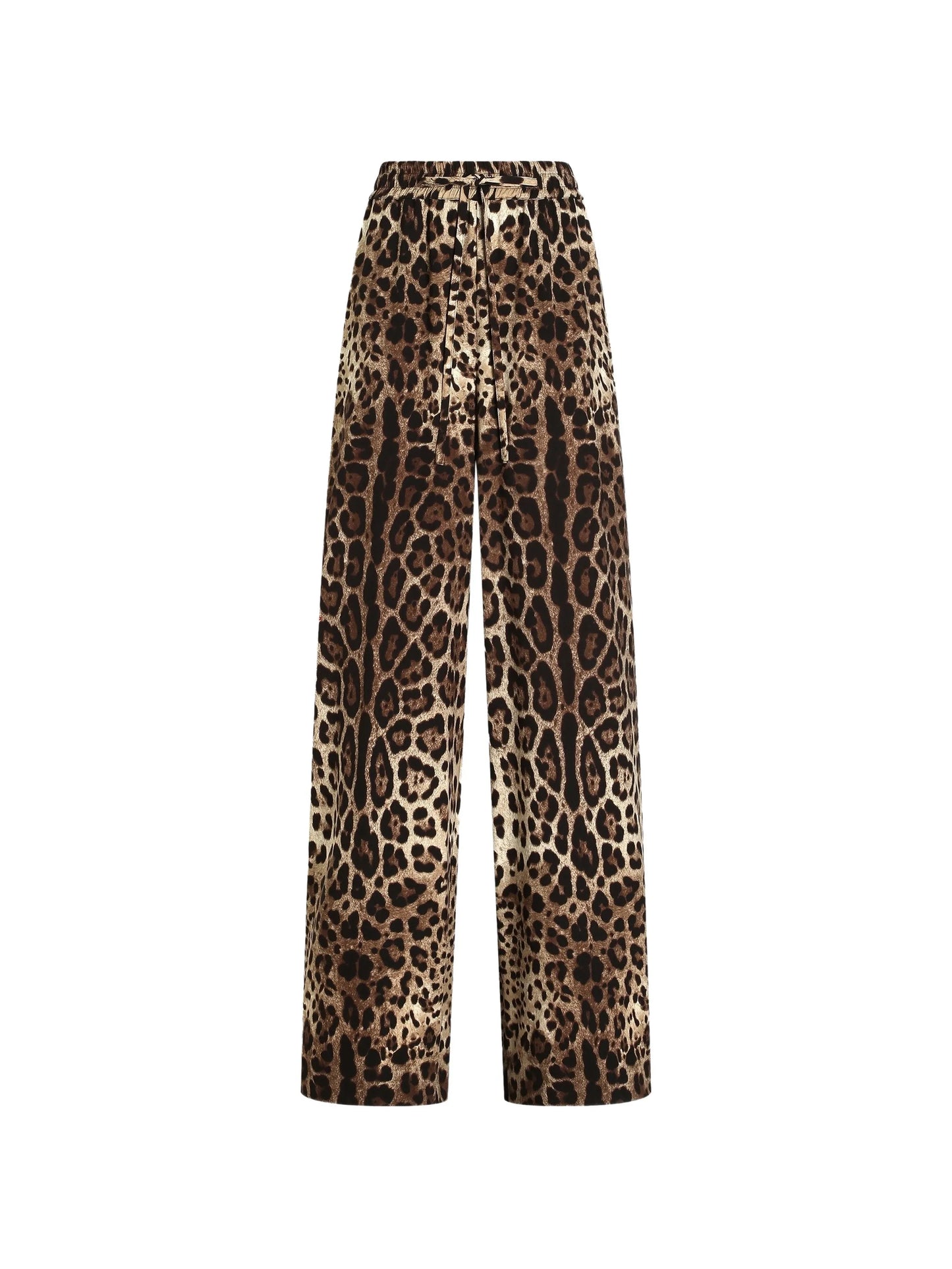 leo-print charmeuse trousers