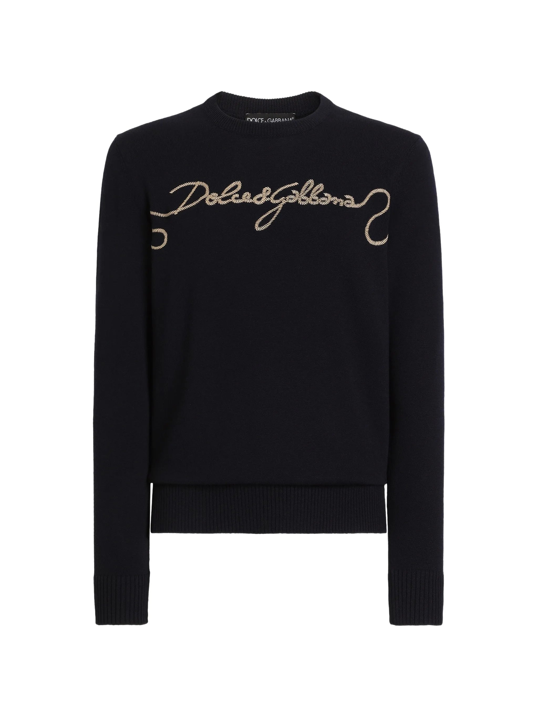 smooth-knit pullover with embroidery