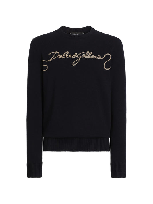 smooth-knit pullover with embroidery