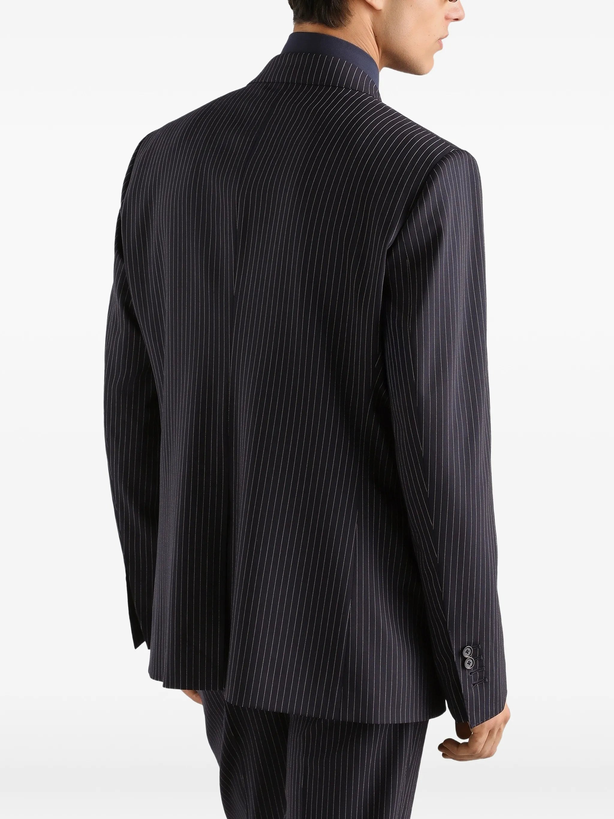 Martini light double-breasted pinstriped wool jacket