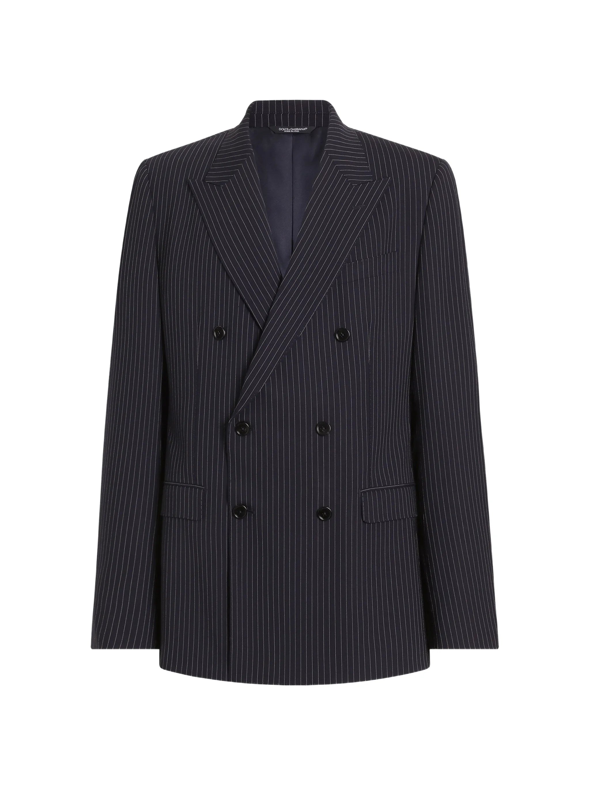 Martini light double-breasted pinstriped wool jacket