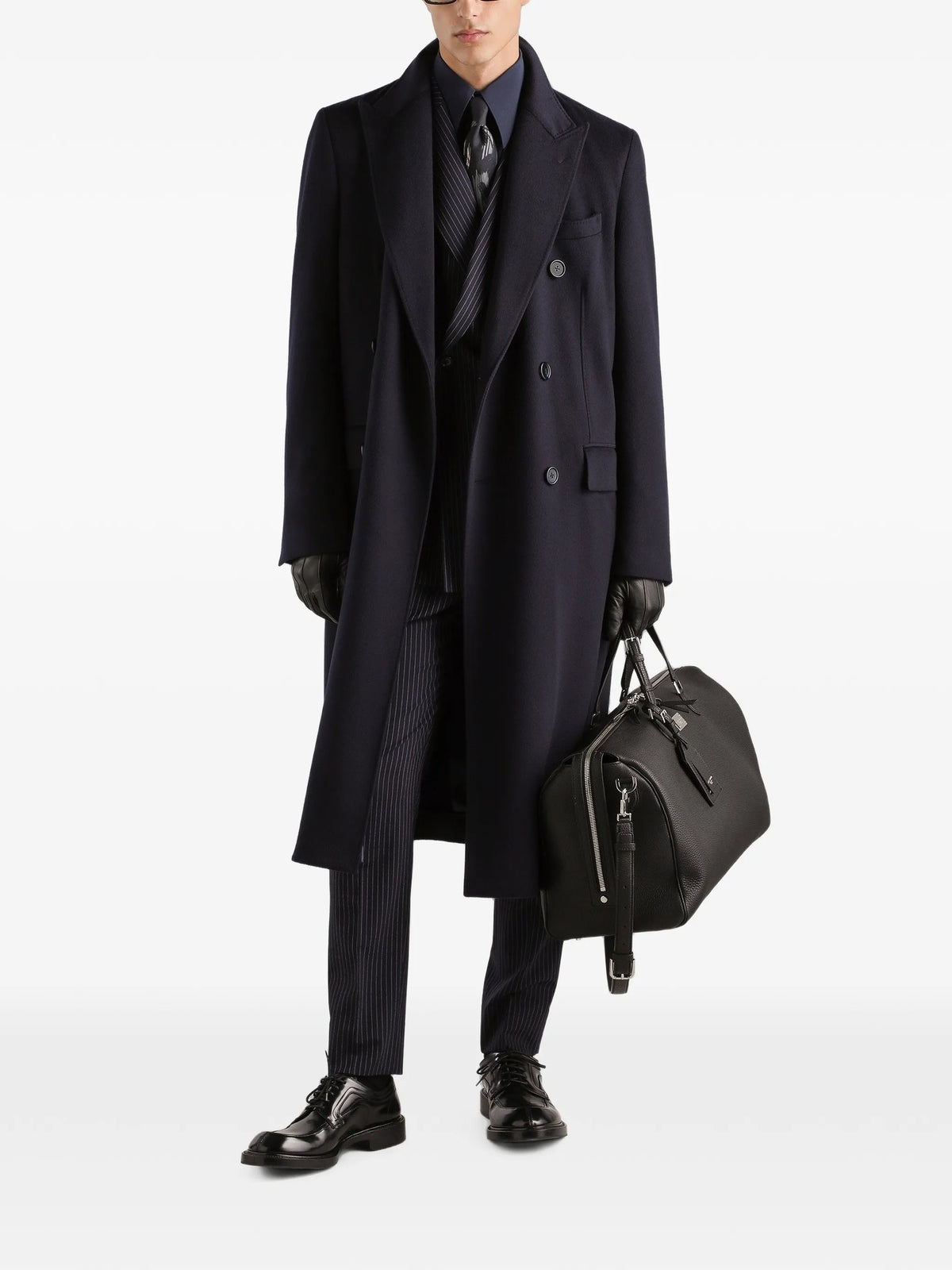 Martini light double-breasted pinstriped wool jacket