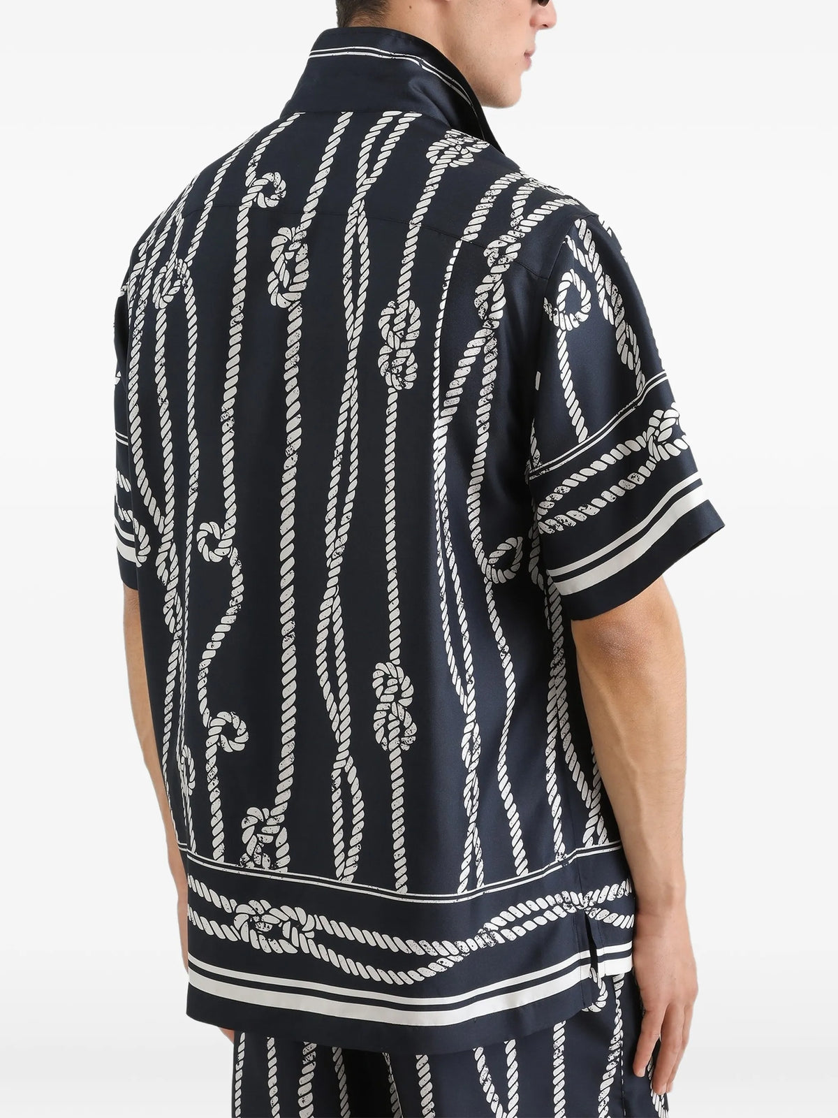 marina-print silk twill hawaii shirt