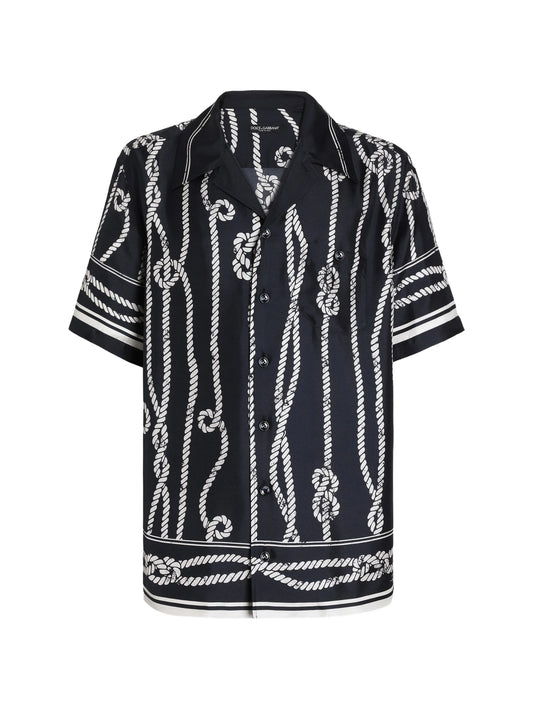 Marina-print silk twill Hawaii shirt
