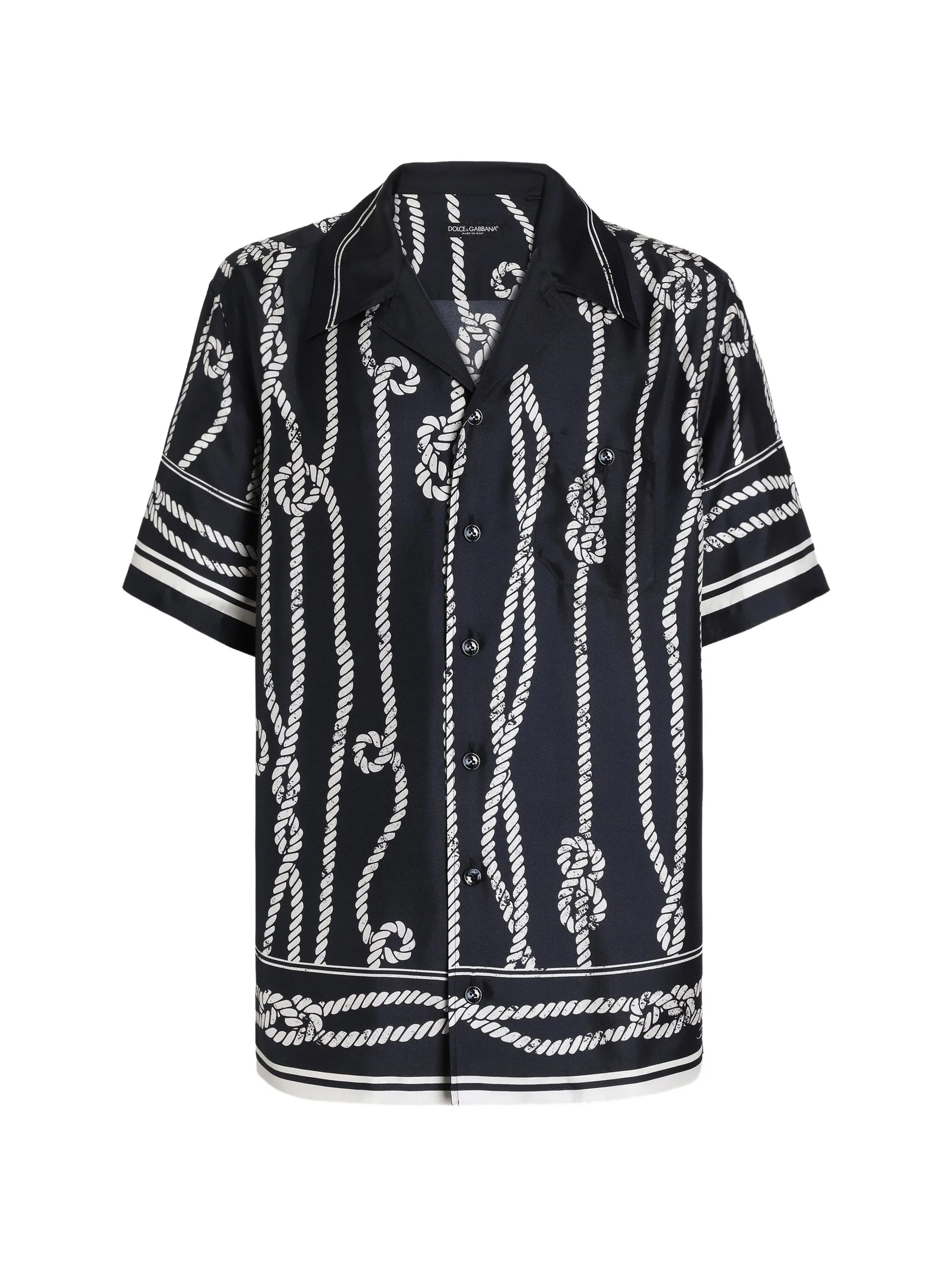 marina-print silk twill hawaii shirt