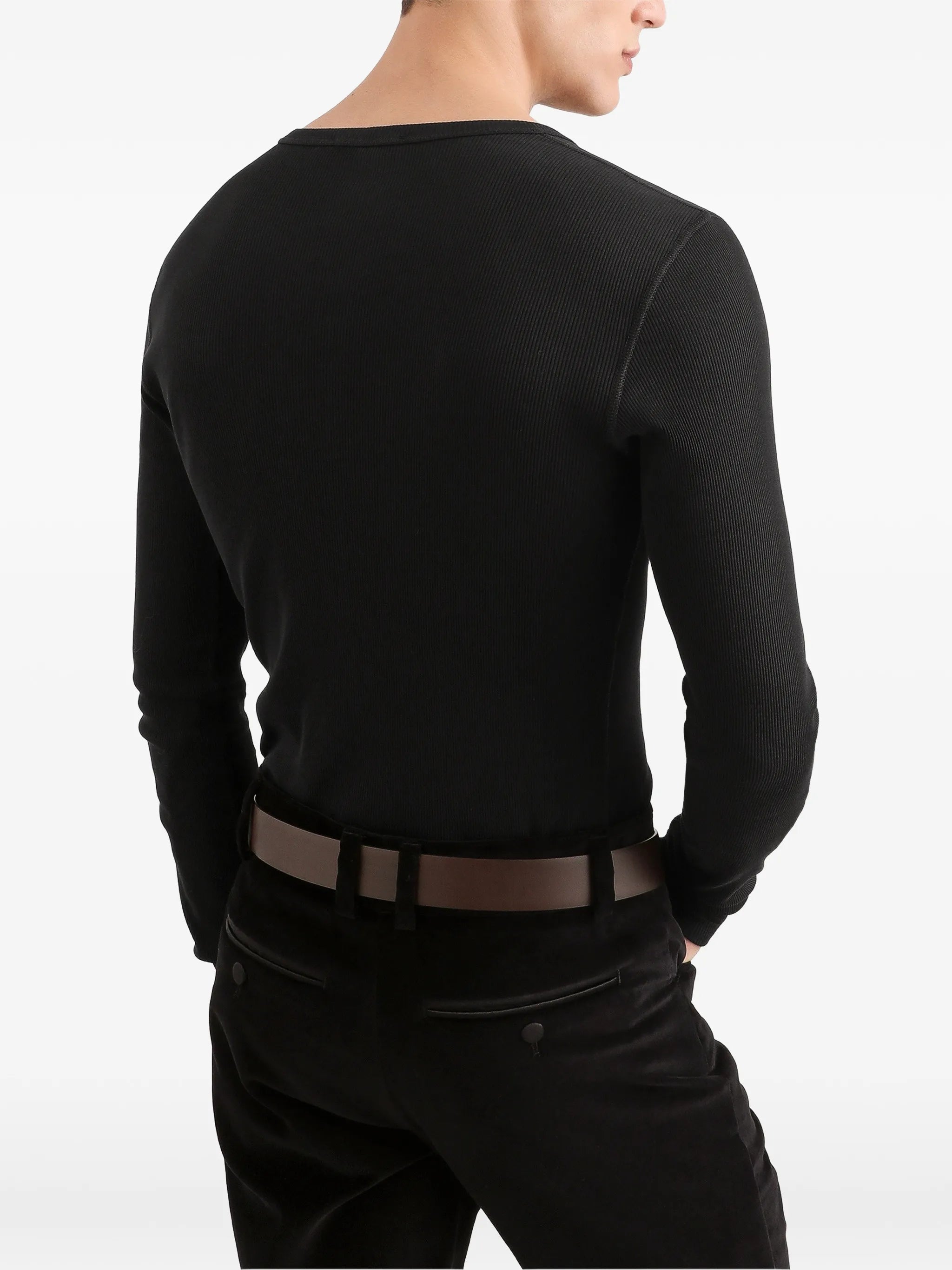 Serafino T-shirt in ribbed cotton