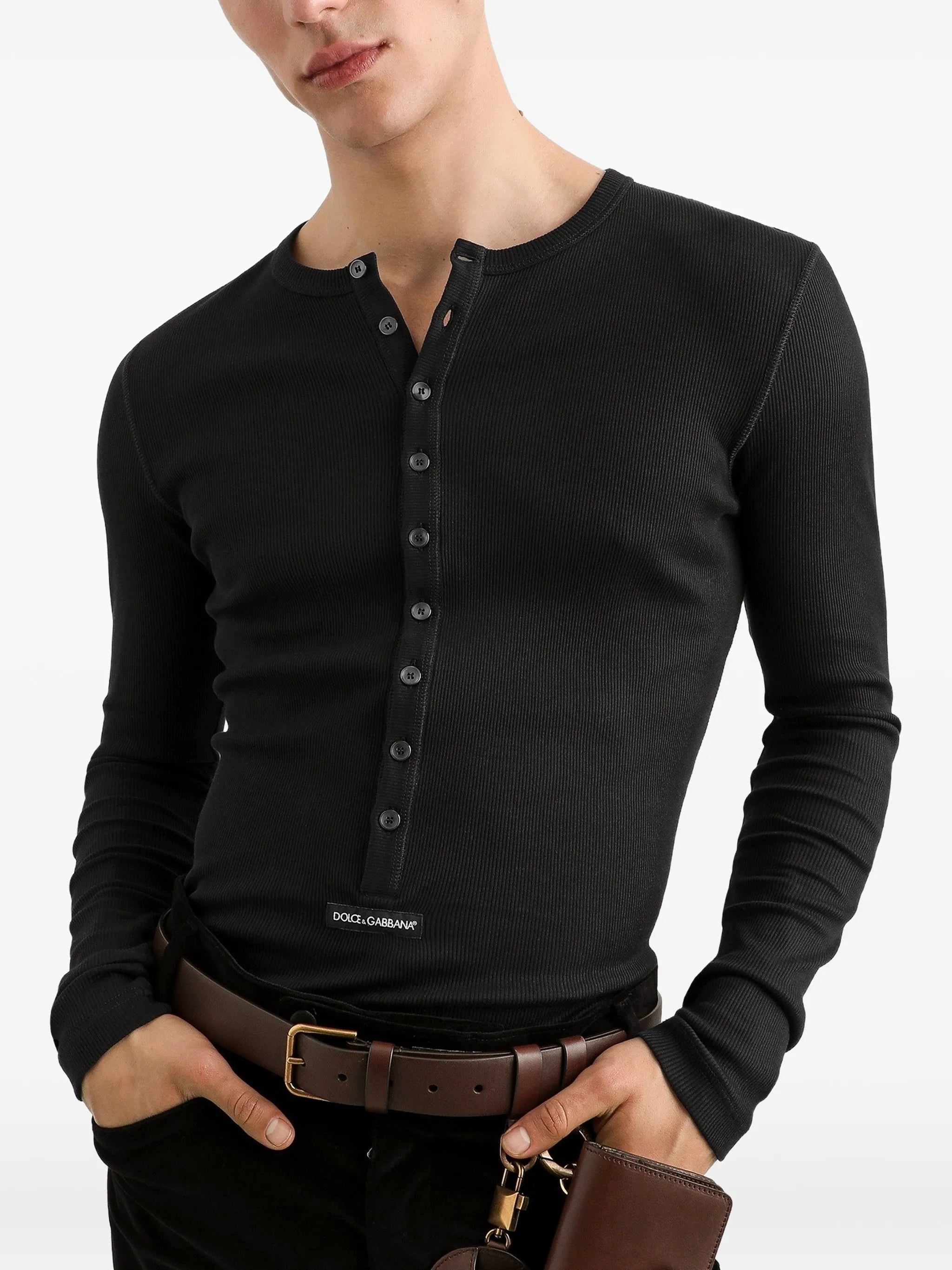 Serafino T-shirt in ribbed cotton