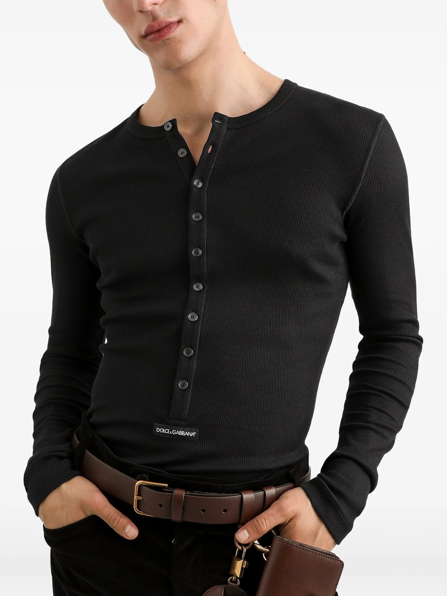 Serafino T-shirt in ribbed cotton