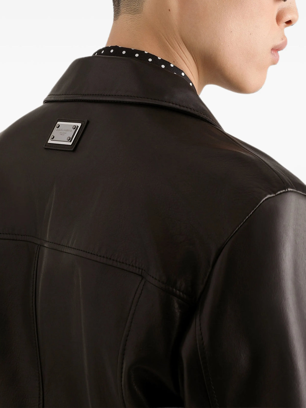 zipped leather jacket