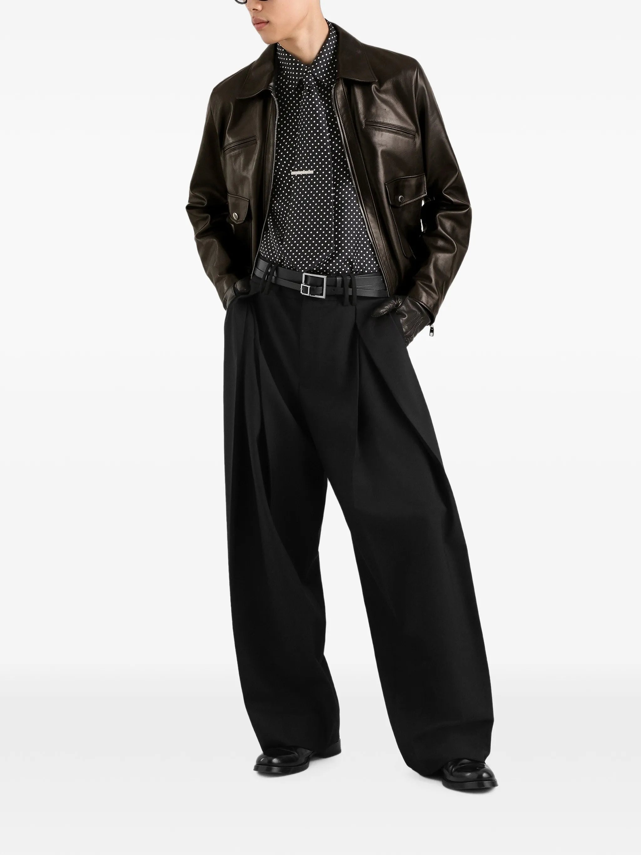 zipped leather jacket