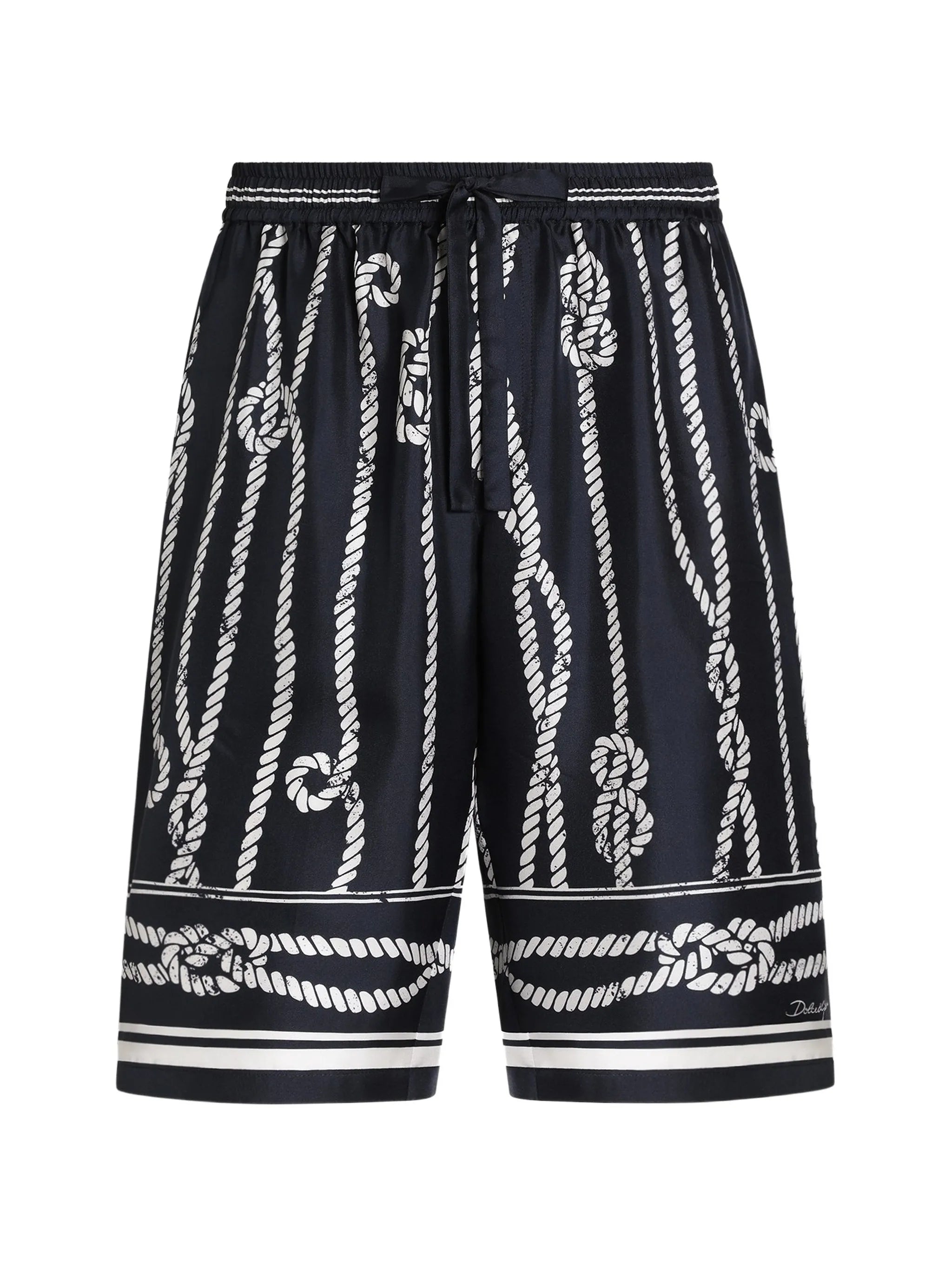 Marina-print silk twill vanity bermuda shorts