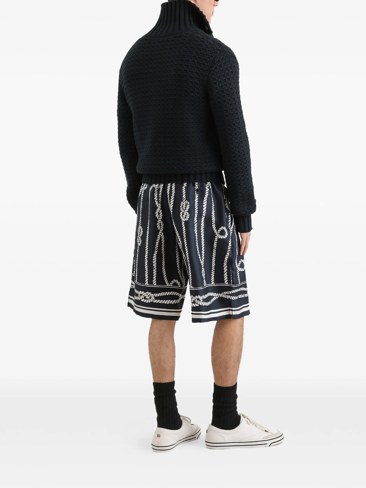 Marina-print silk twill vanity bermuda shorts