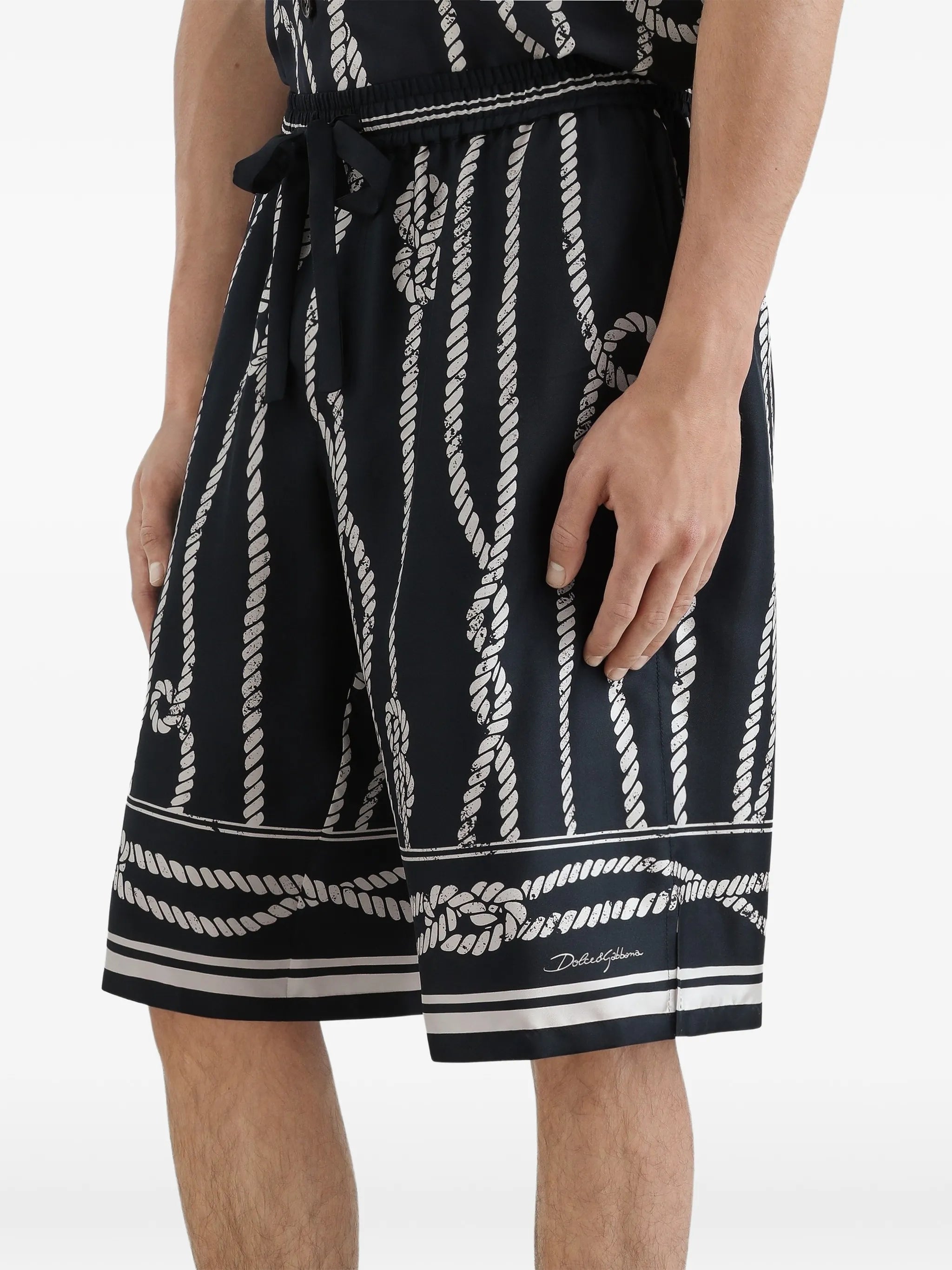 Marina-print silk twill vanity bermuda shorts