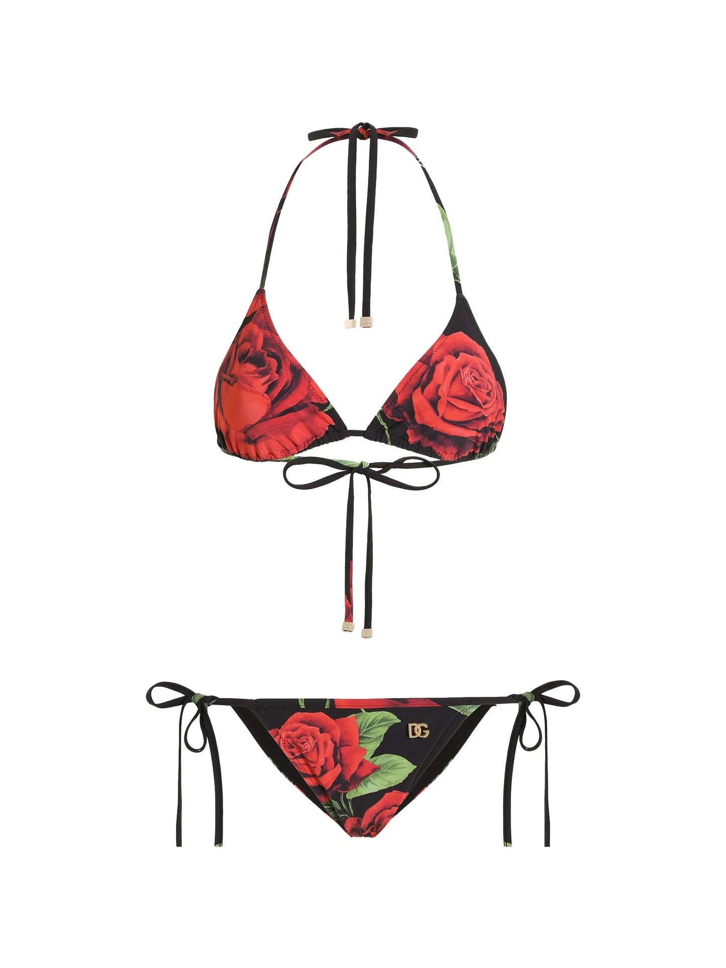 rose-print triangle bikini