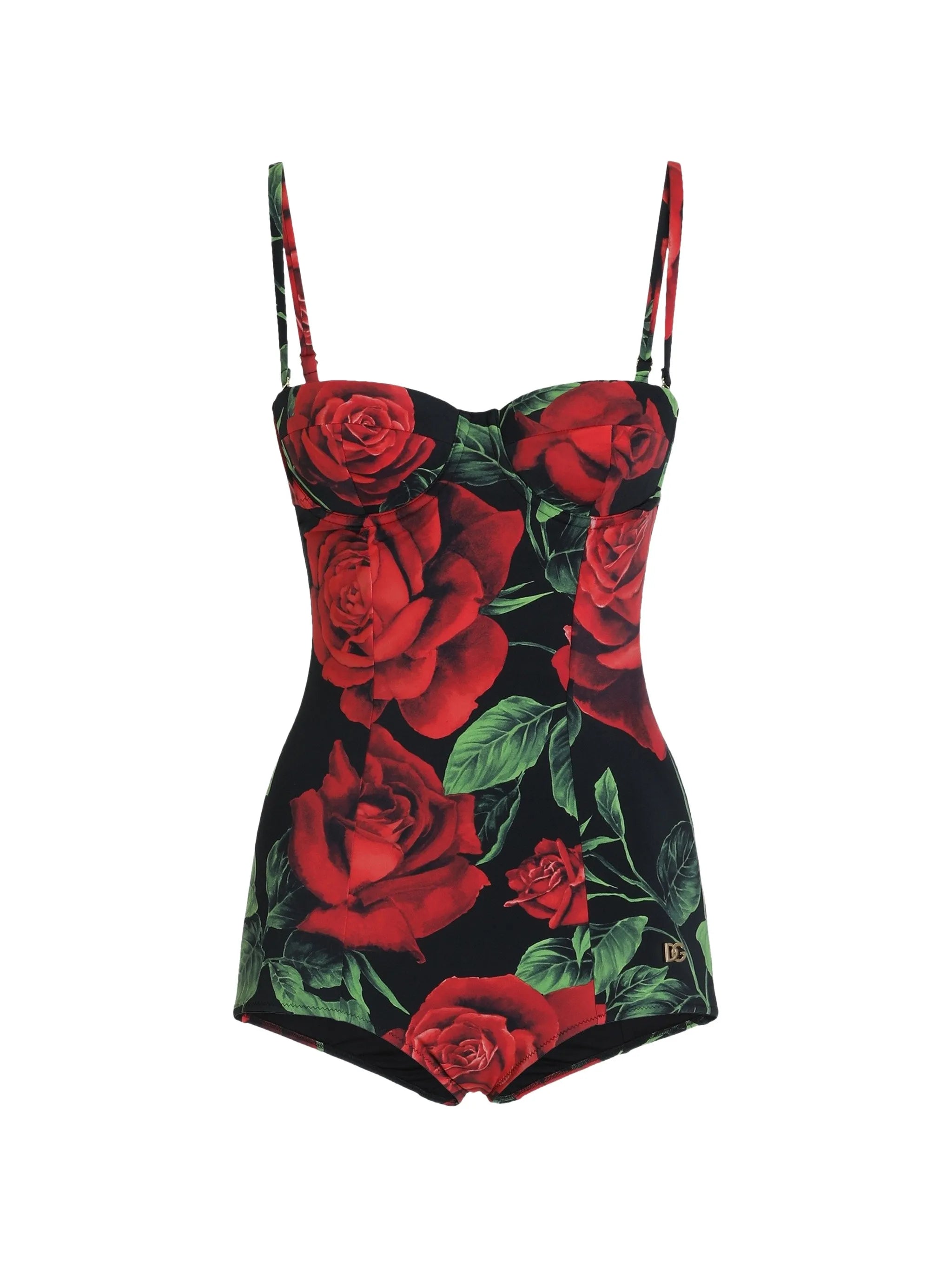 rose-print Balconette one-piece swimsuit