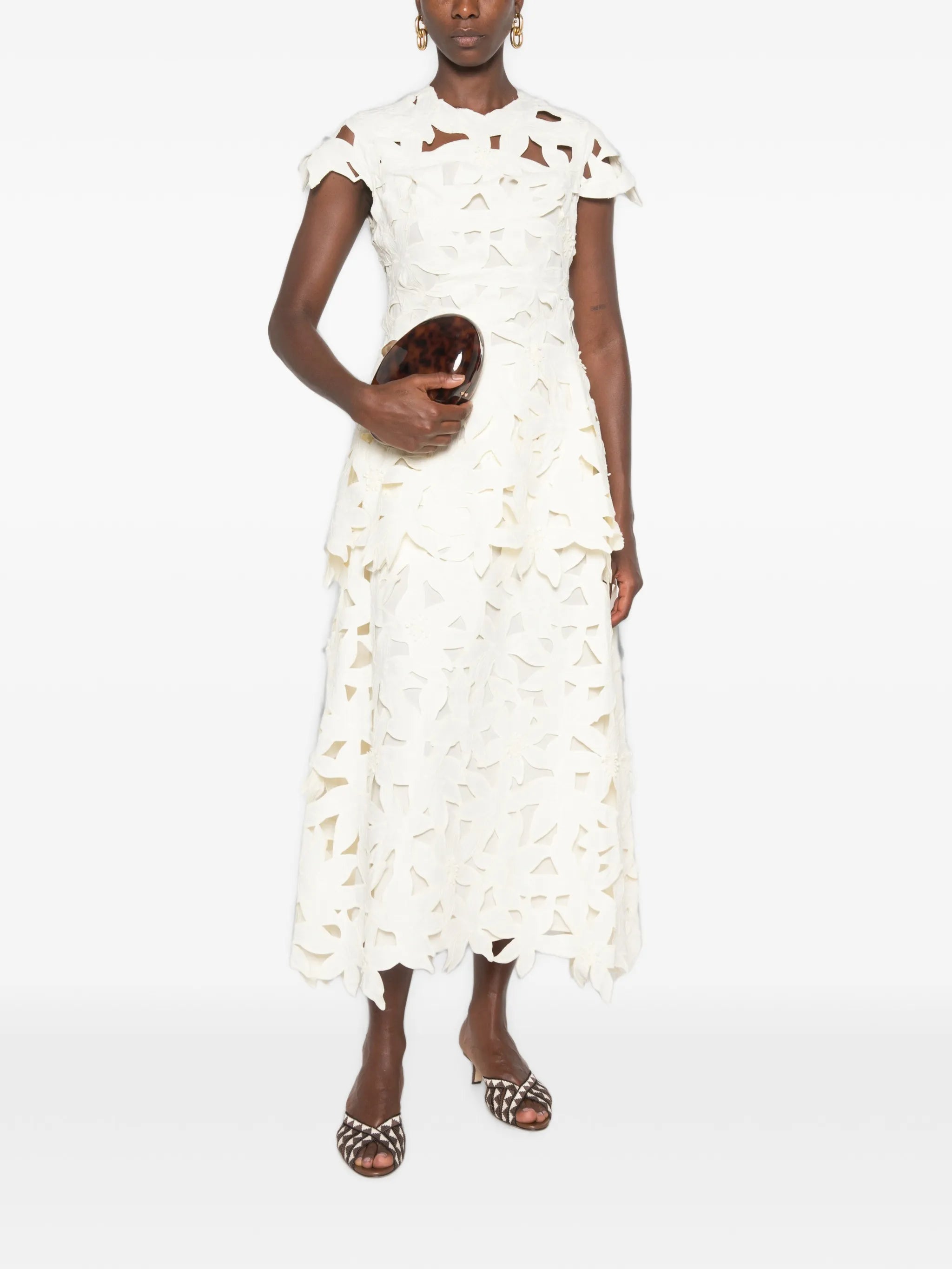 laser-cut midi dress