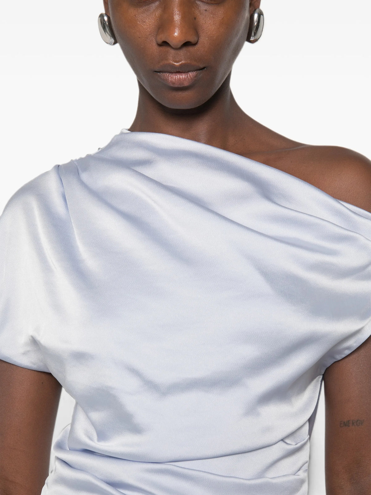 Joanna Off shoulder satin midi dress