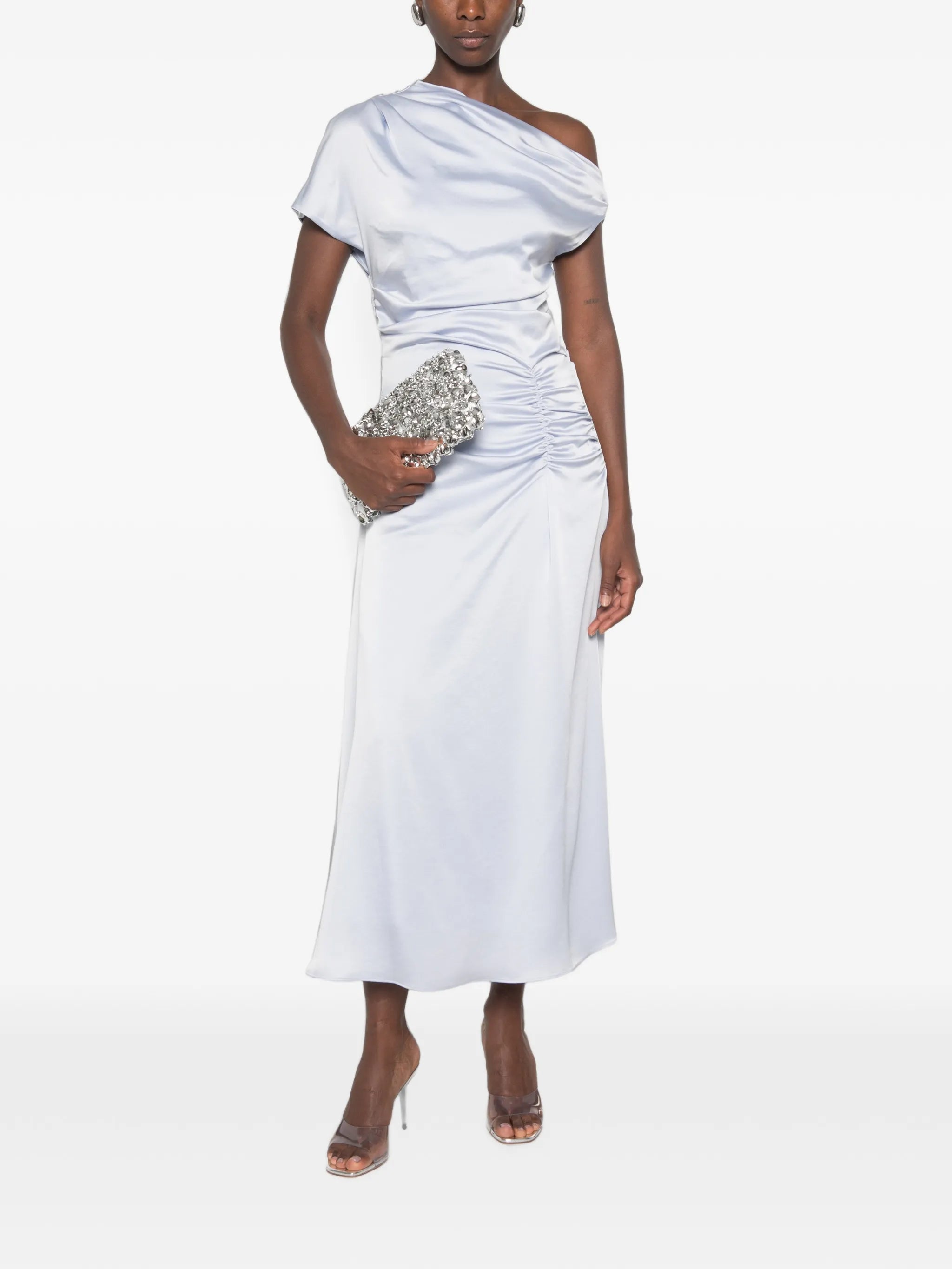 one-shoulder midi dress