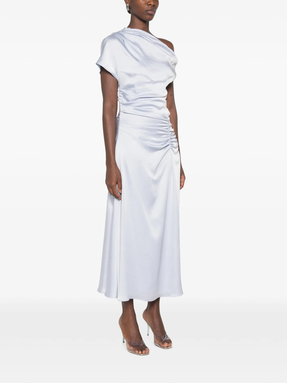 Joanna Off shoulder satin midi dress