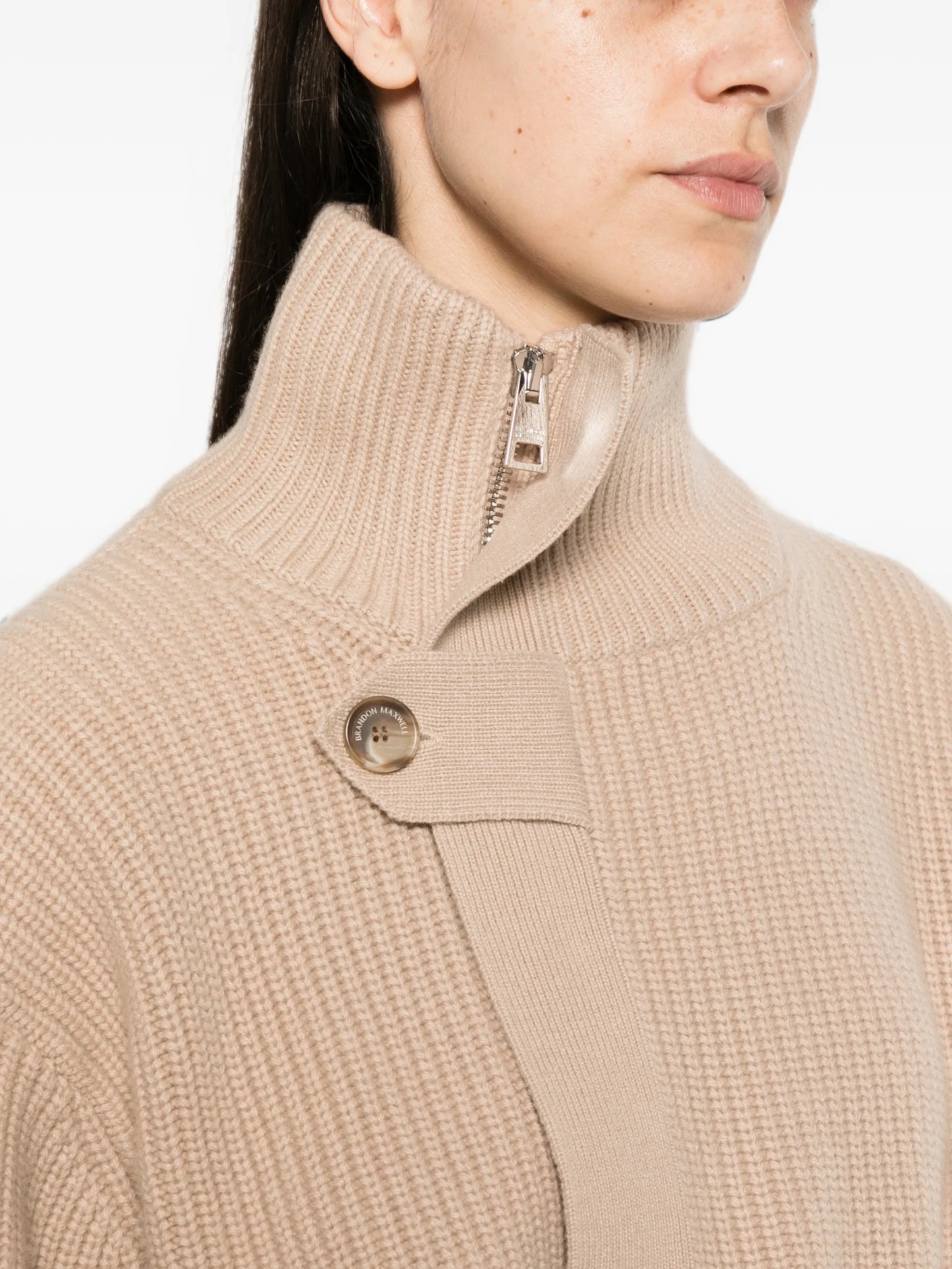 Neal belted zip-front cardigan