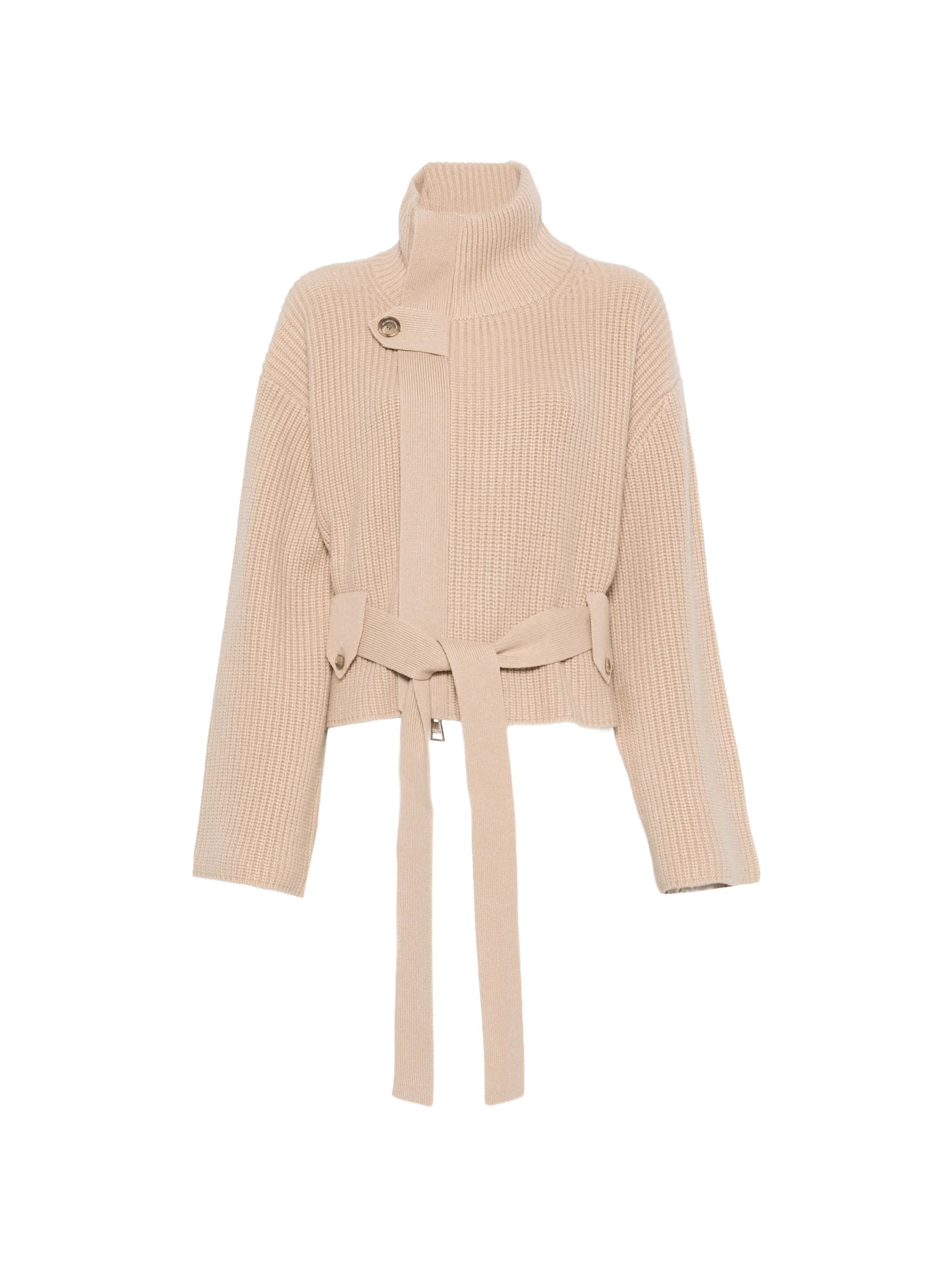 Neal belted zip-front cardigan