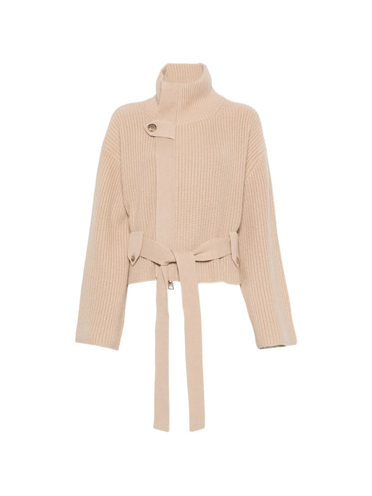 Neal belted zip-front cardigan