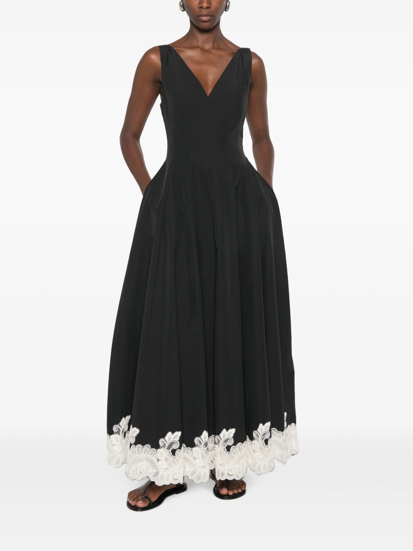 Mira lace-trim midi dress