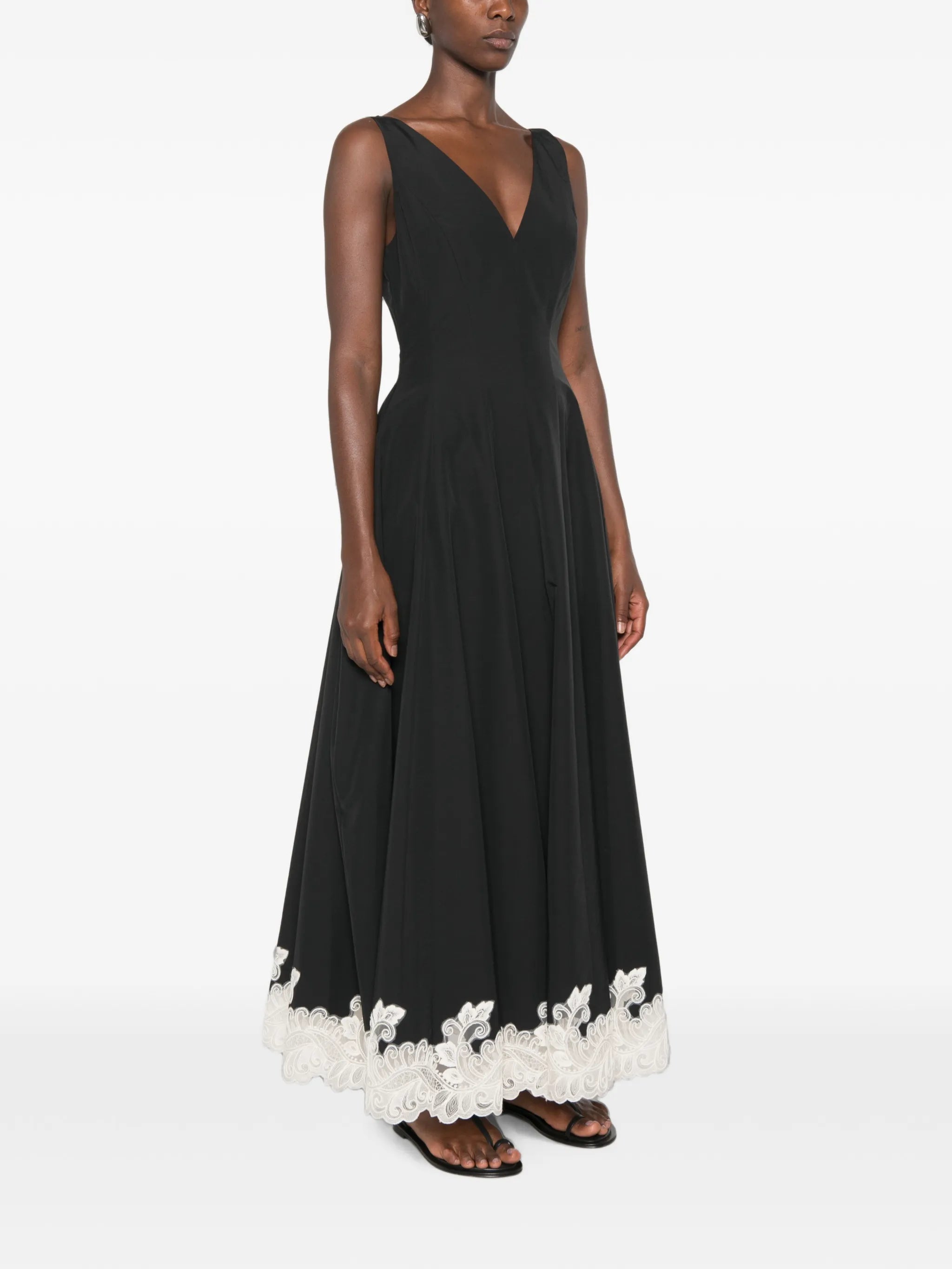 Mira lace-trim midi dress