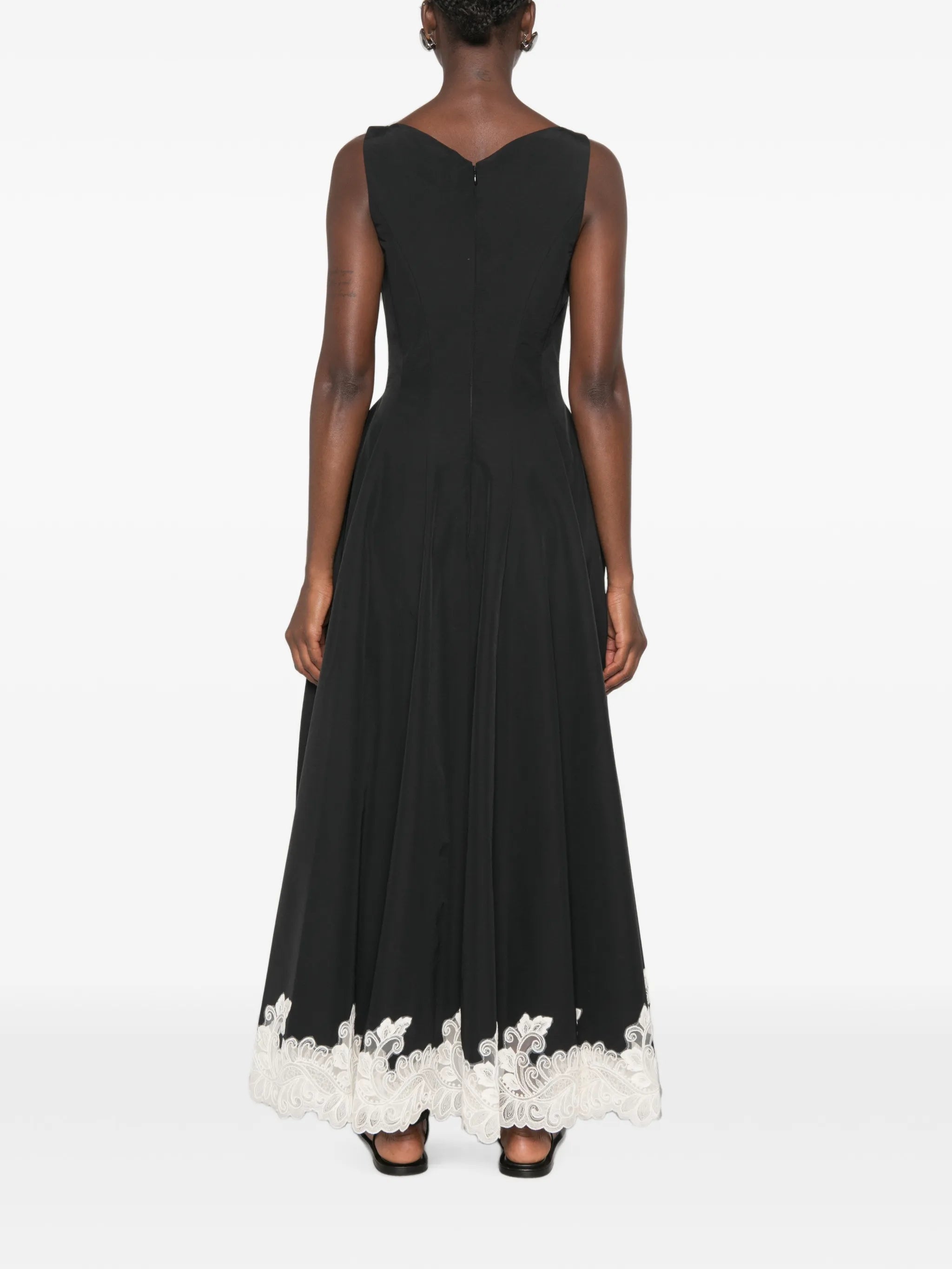 Mira lace-trim midi dress